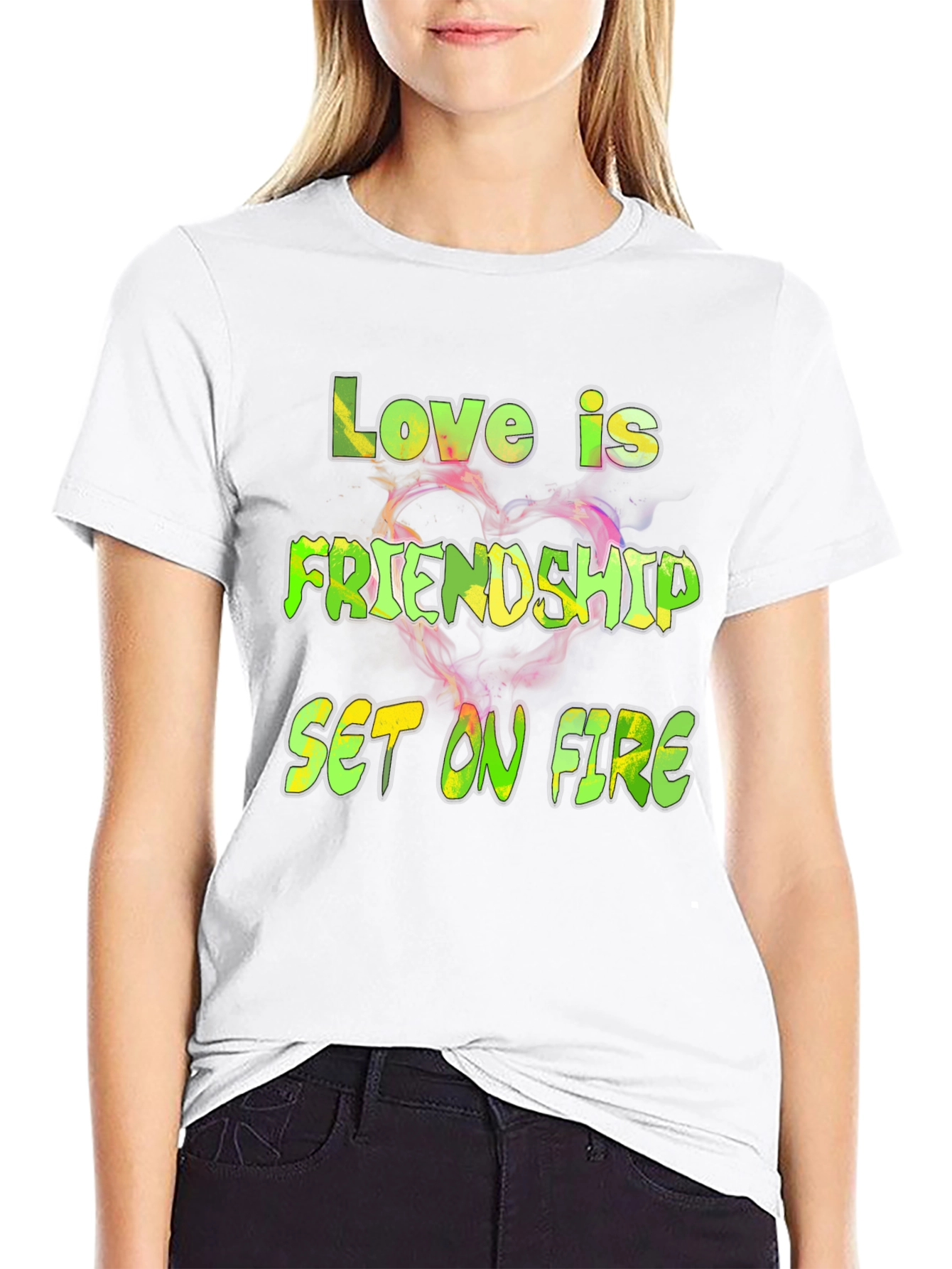 Love is Friendship Set on Fire Graphic Tee
