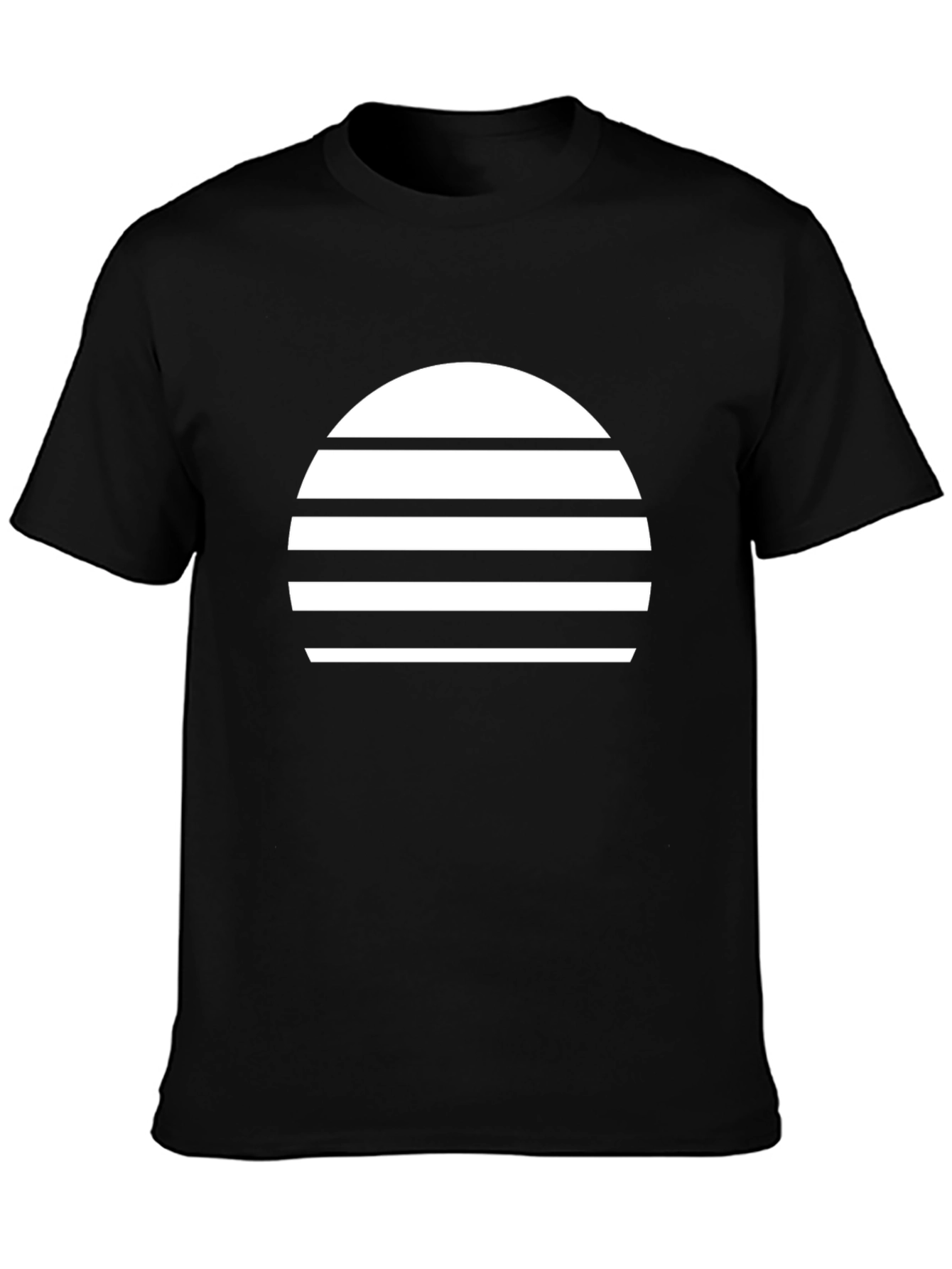 Retro Sunset Graphic Tee - Black Cotton Blend