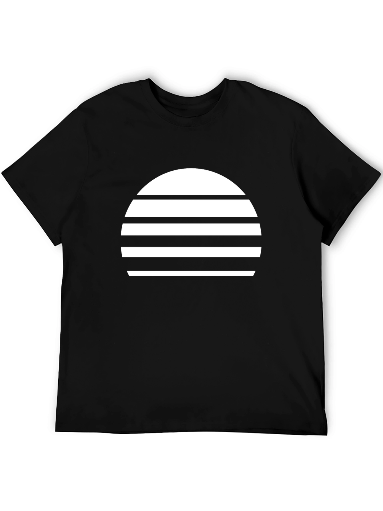 Retro Sunset Graphic Tee - Black Cotton Blend