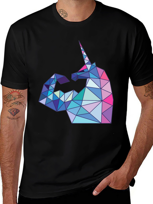 Unicorn Muscle Flex T-Shirt - Geometric Design