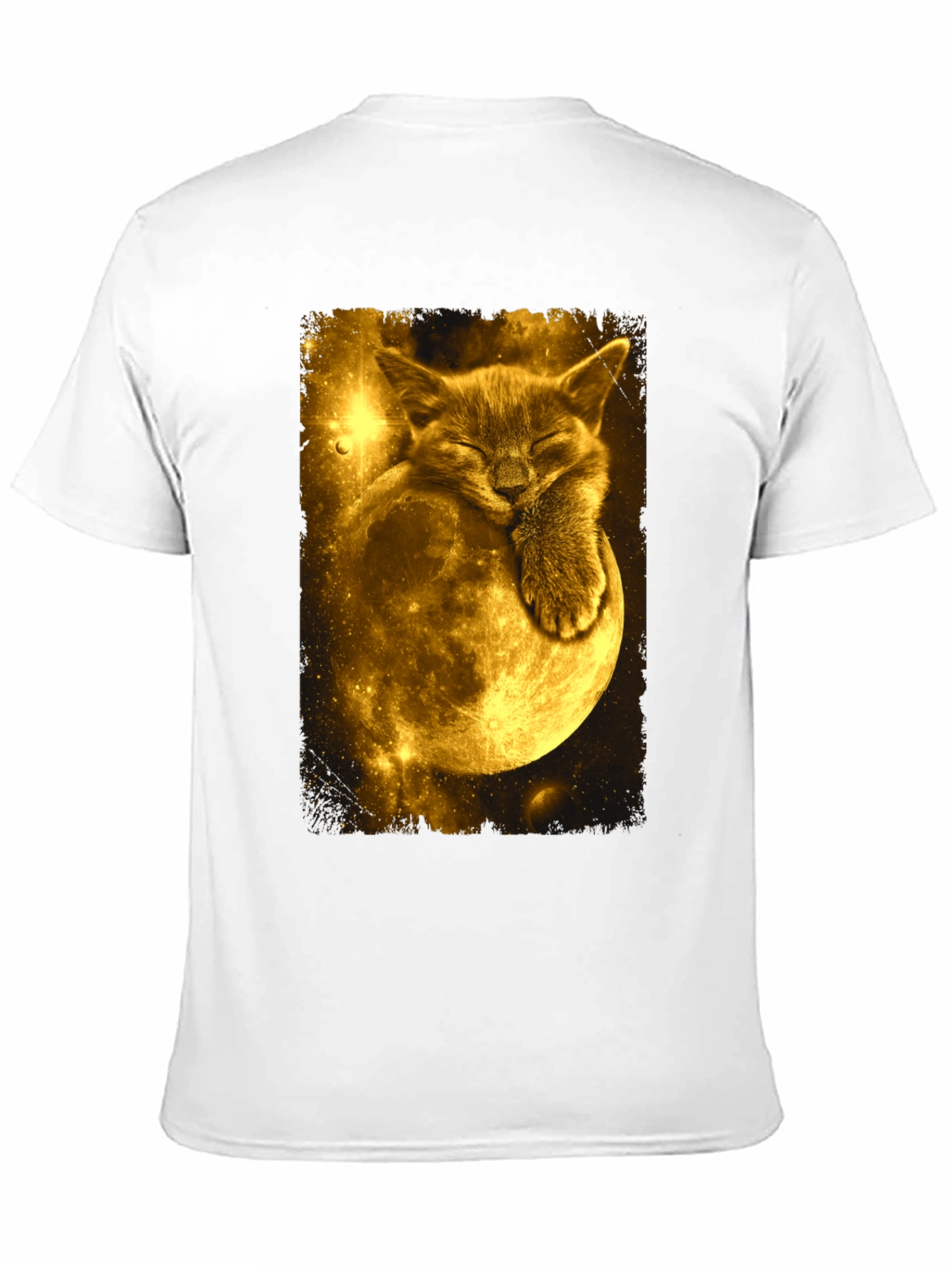 Cat Moon Graphic Tee - Black Cotton Blend T-Shirt