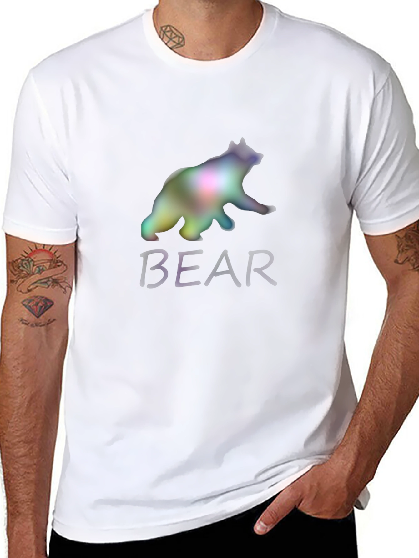 Mens Black Bear Graphic Print T-Shirt