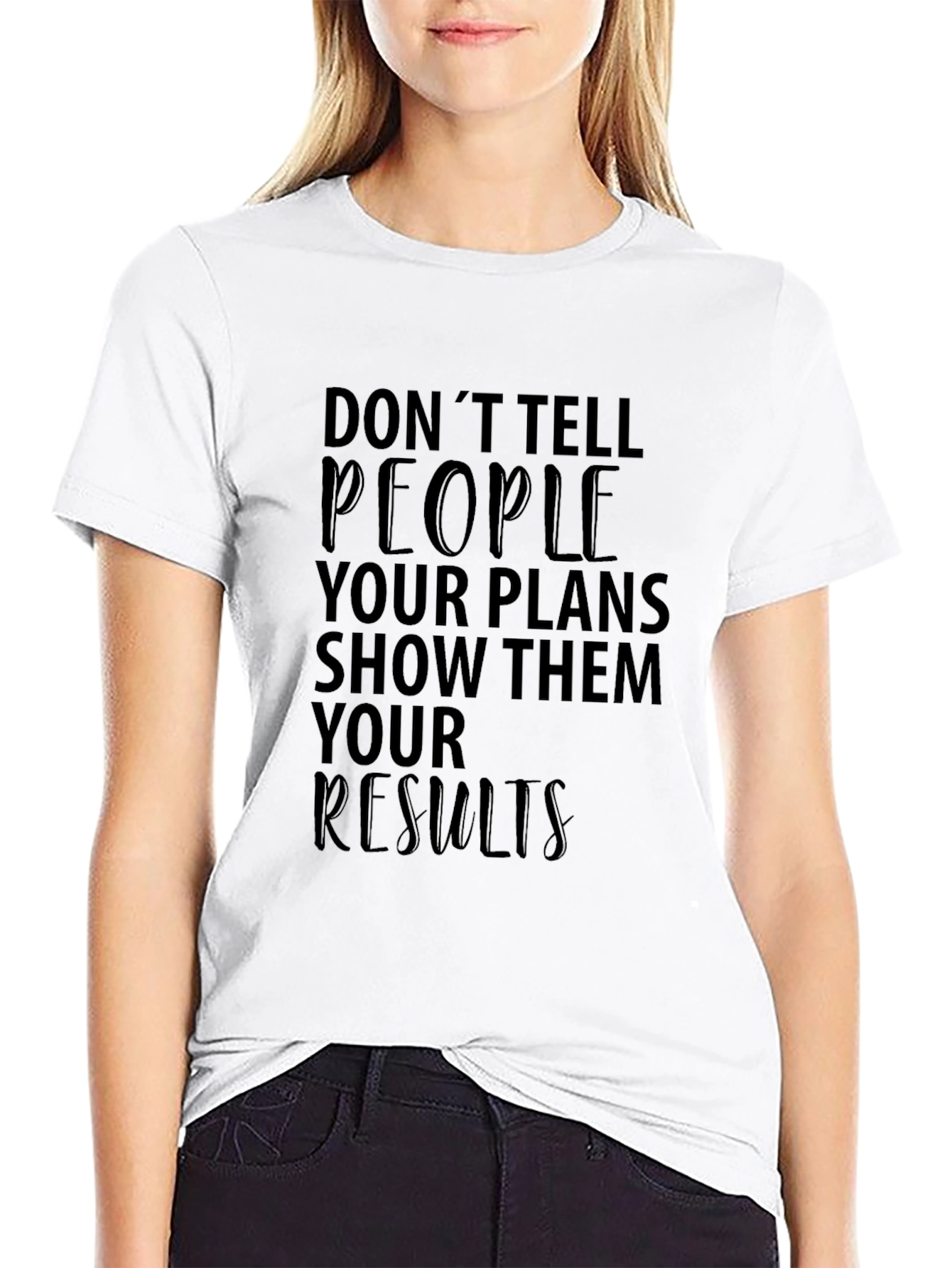 Inspirational Graphic Tee - Show Results Black Cotton T-Shirt