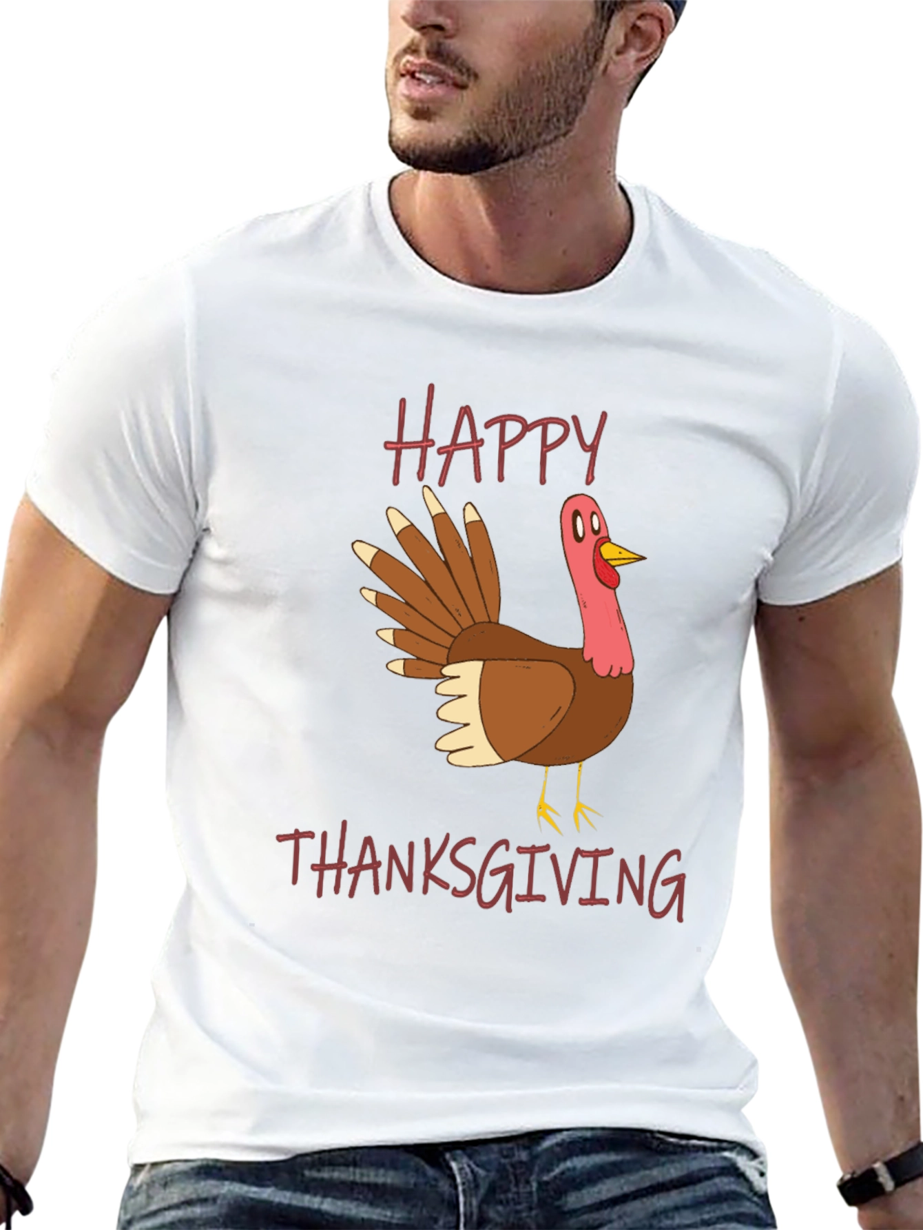 Happy Thanksgiving Turkey Graphic T-Shirt