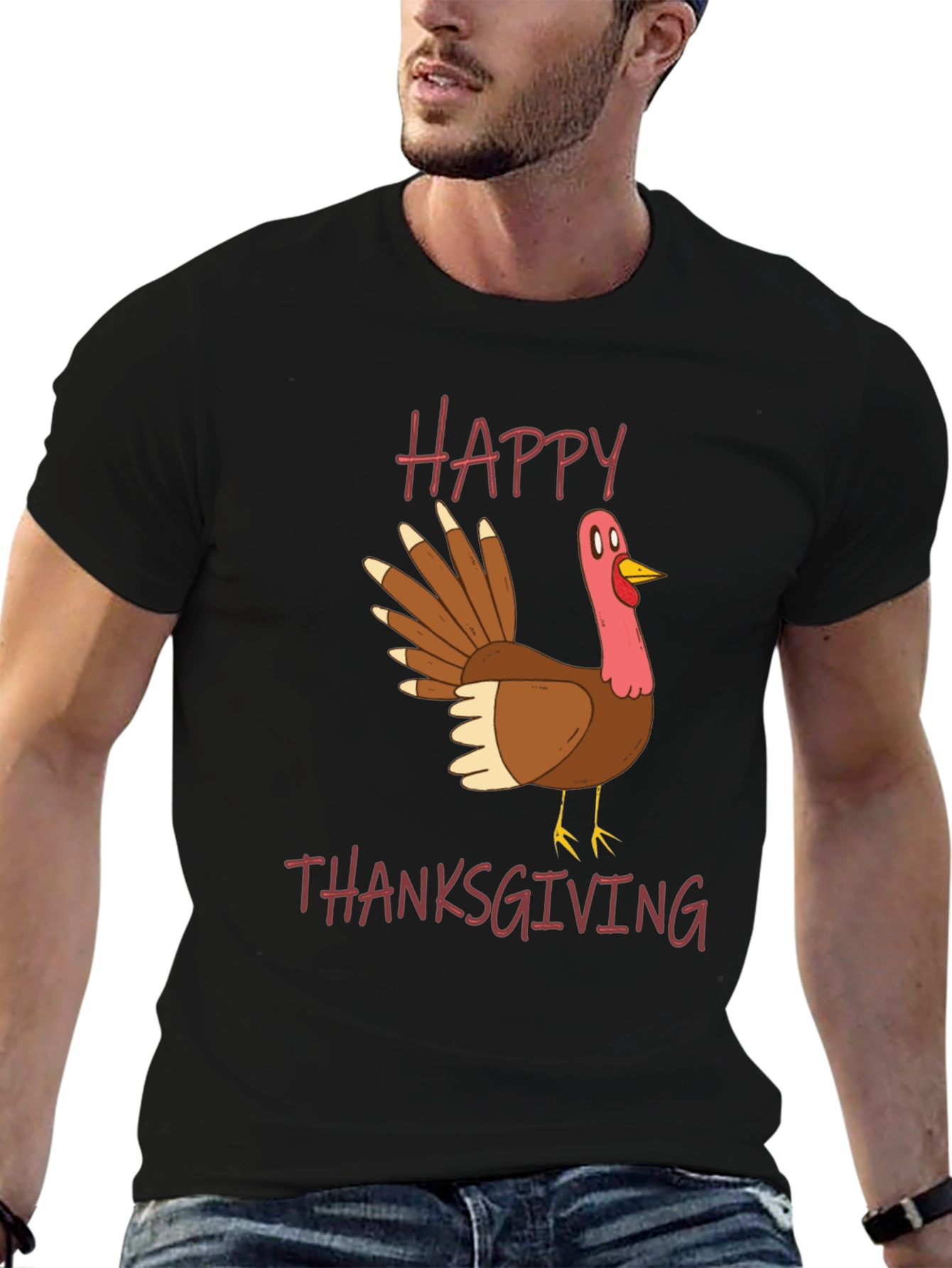 Happy Thanksgiving Turkey Graphic T-Shirt