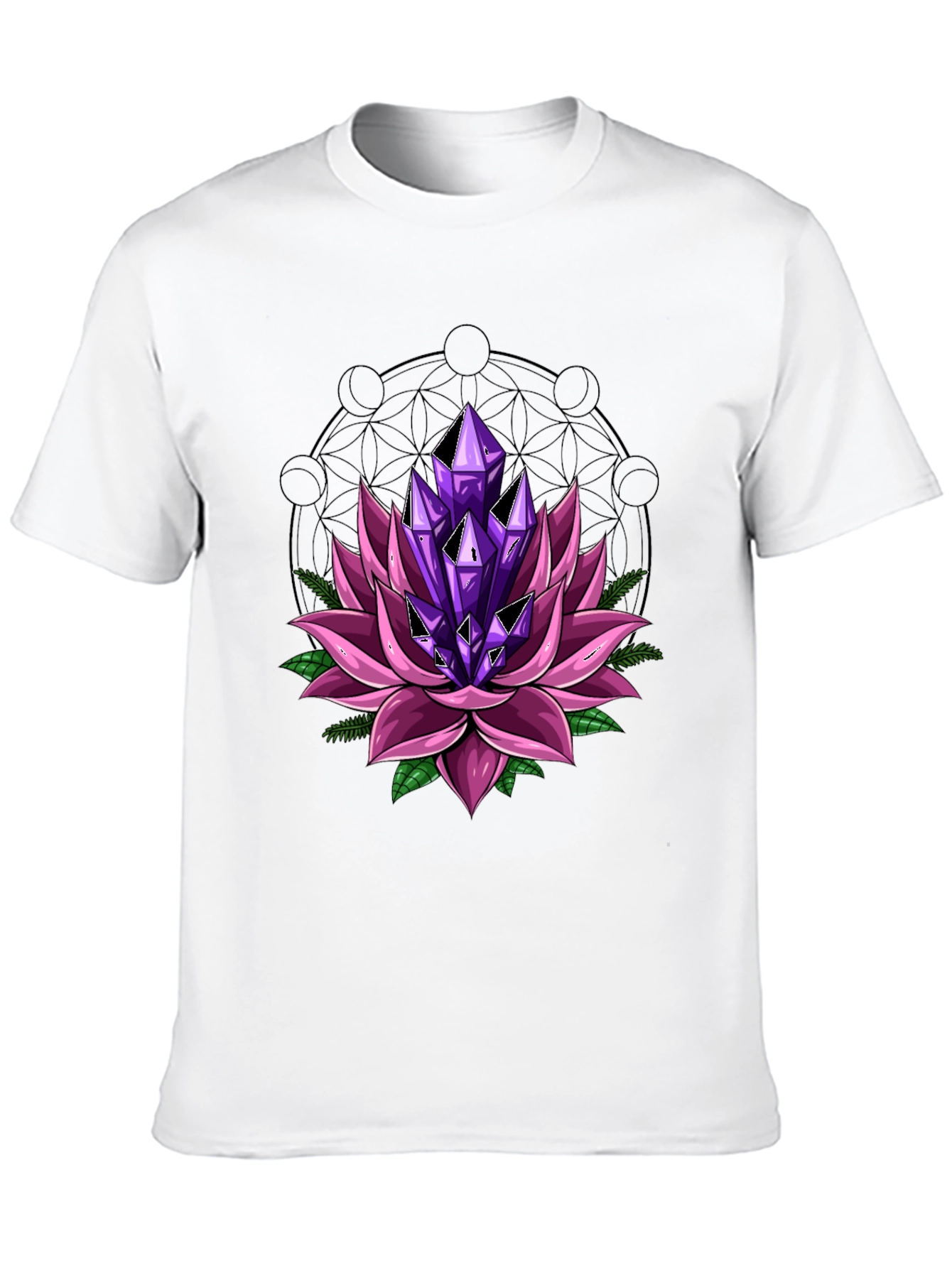 Lotus Flower Crystal T-Shirt - Black Graphic Tee