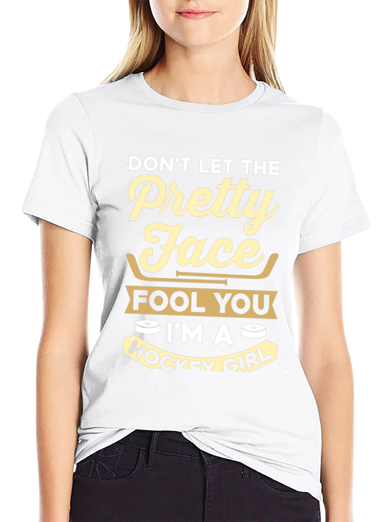 Dont Let The Pretty Face Hockey Girl T-Shirt