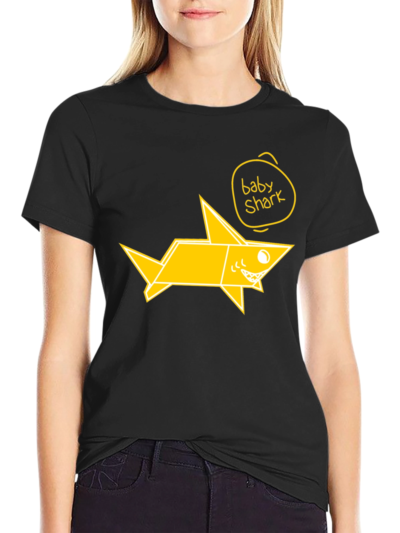 Baby Shark Origami Graphic Tee - Black
