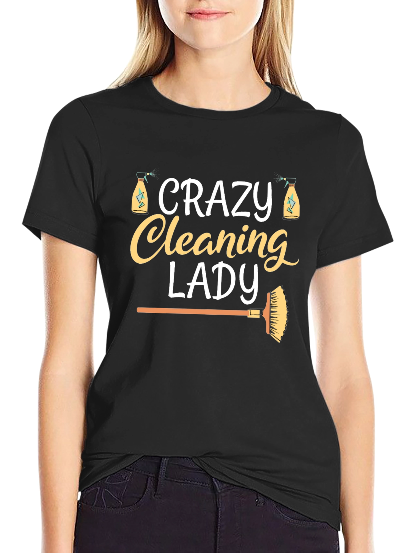 Crazy Cleaning Lady T-Shirt - Fun Housekeeping Tee