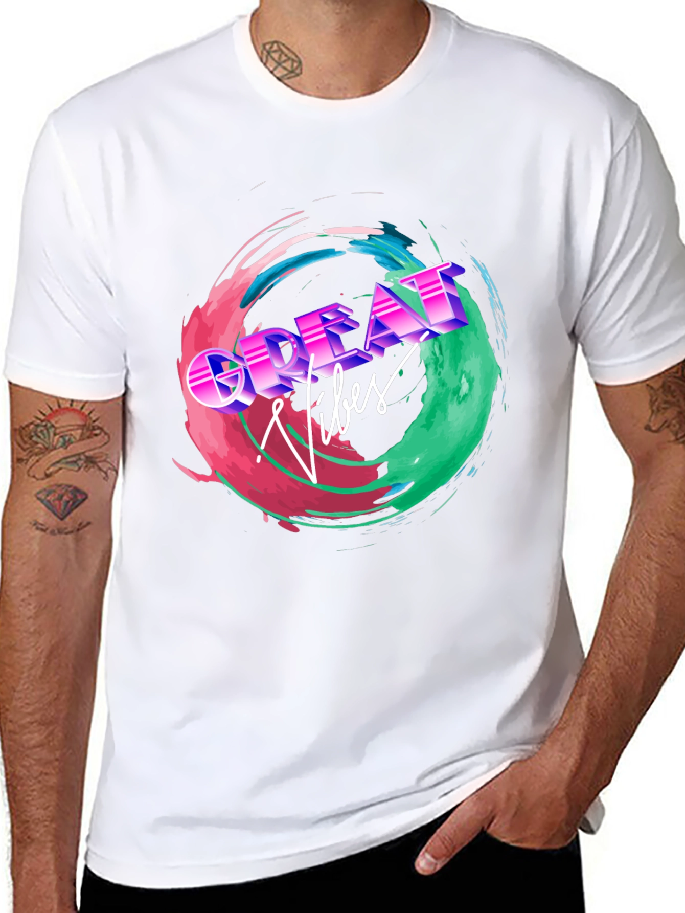 Great Vibes Graphic Tee - Retro Style