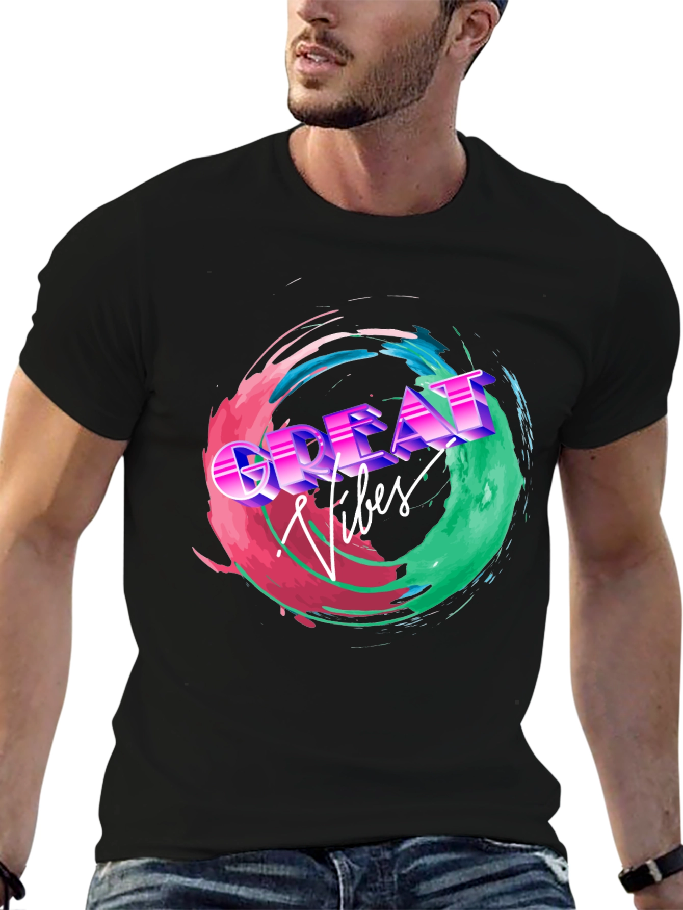 Great Vibes Graphic Tee - Retro Style