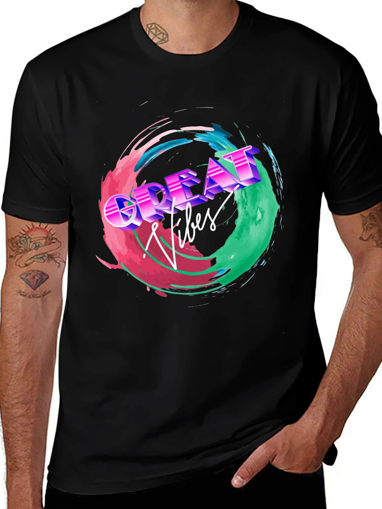 Great Vibes Graphic Tee - Retro Style