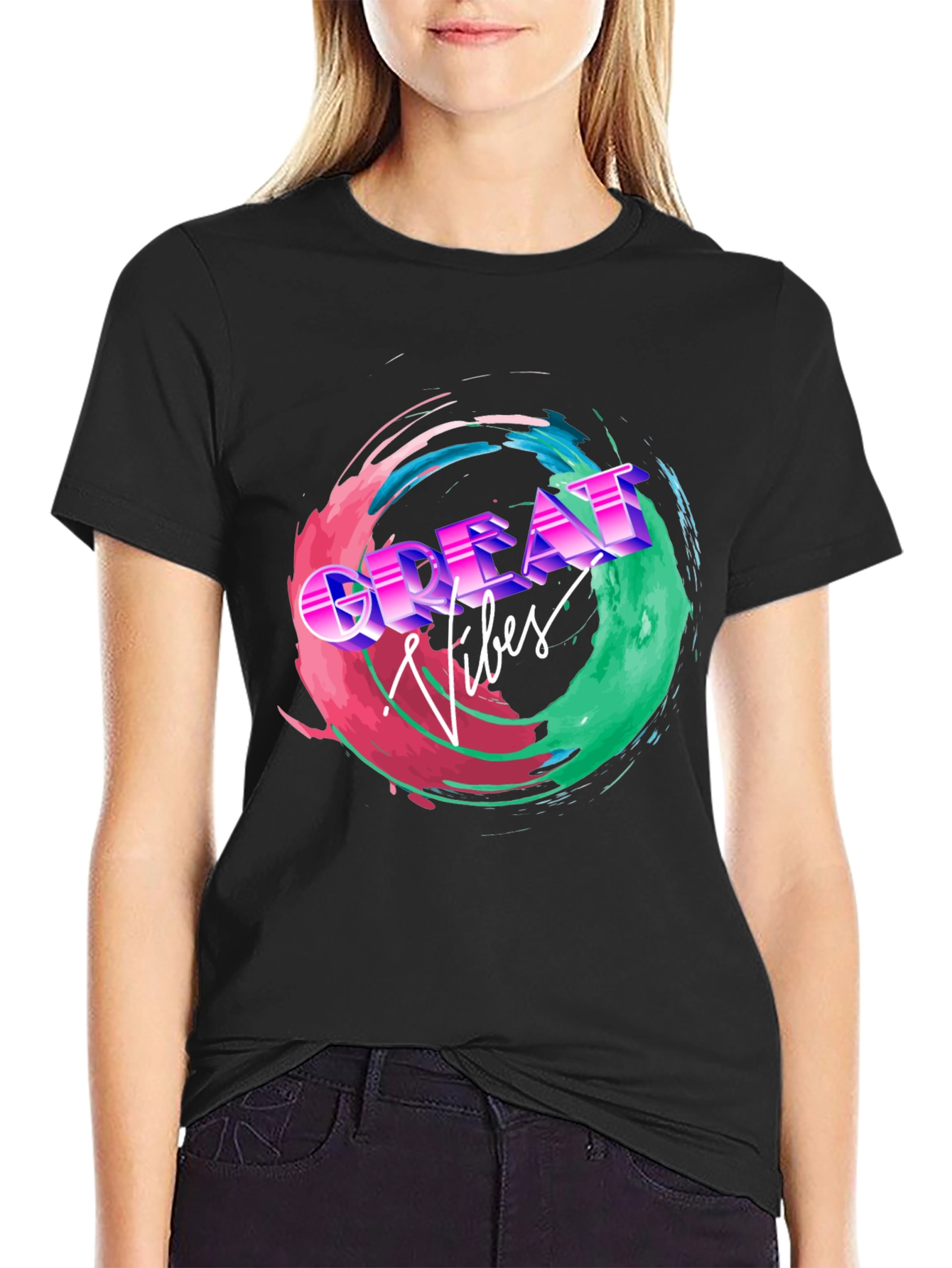 Great Vibes Graphic Tee - Retro Style