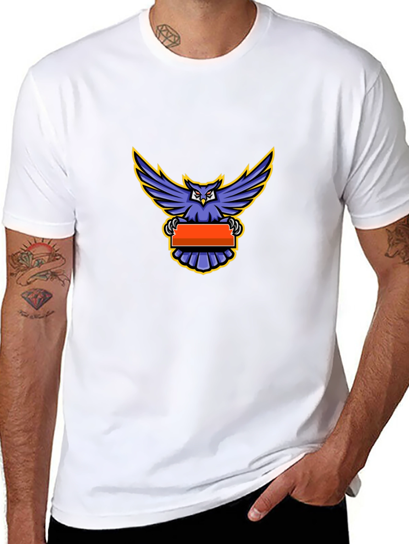 Owl Graphic Print Crew Neck T-Shirt