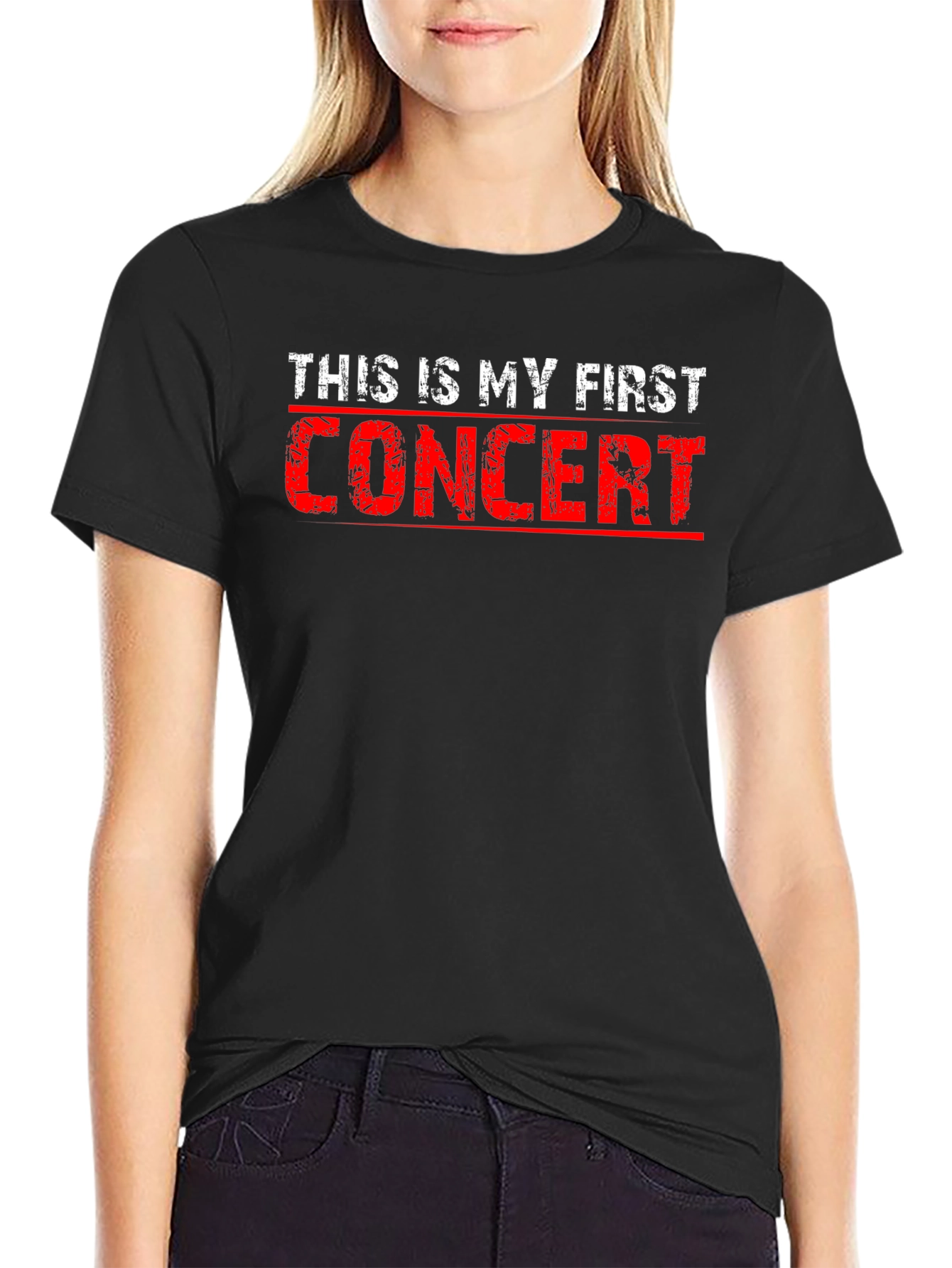 First Concert Graphic Tee - Trendy Black T-Shirt