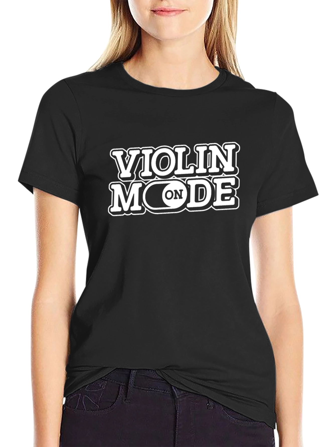 Violin Mode On Black T-Shirt