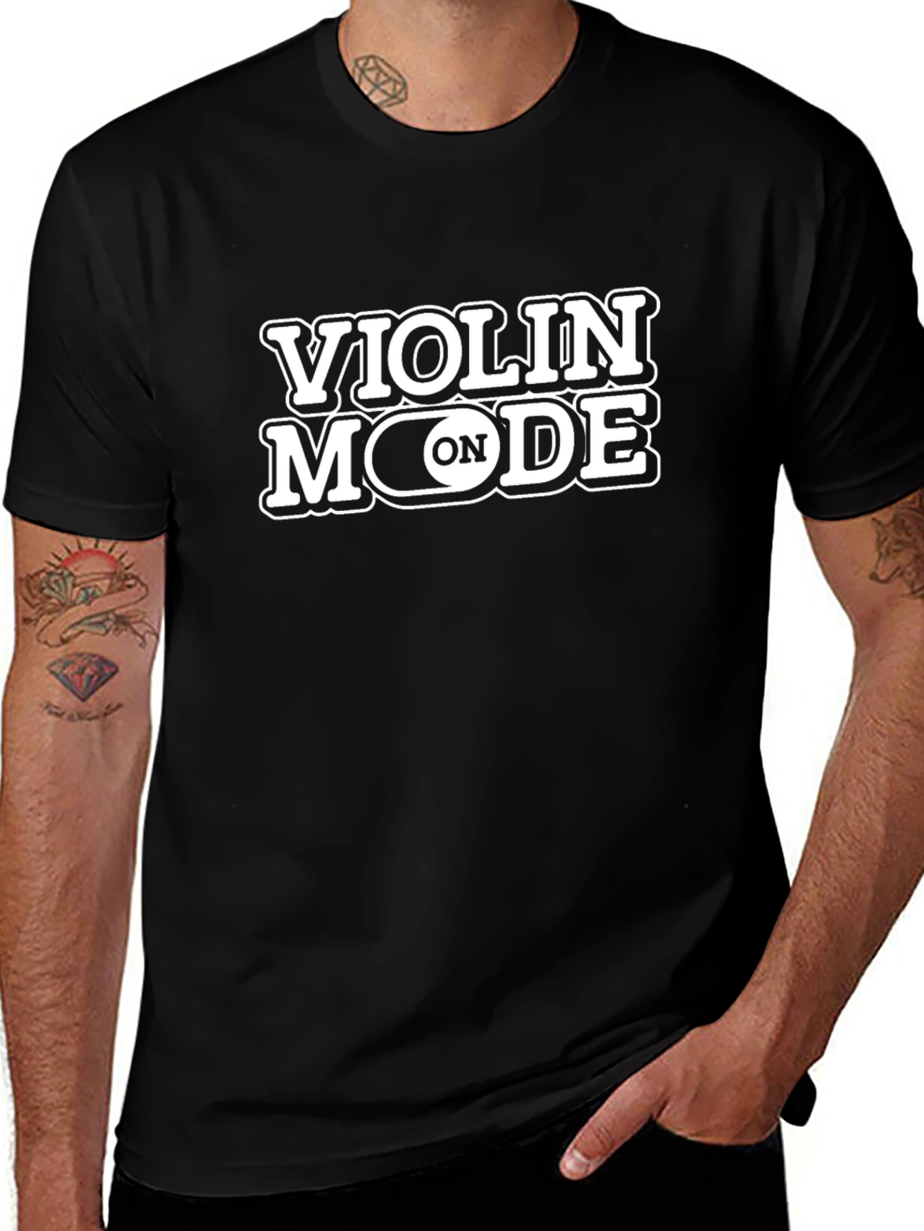 Violin Mode On Black T-Shirt