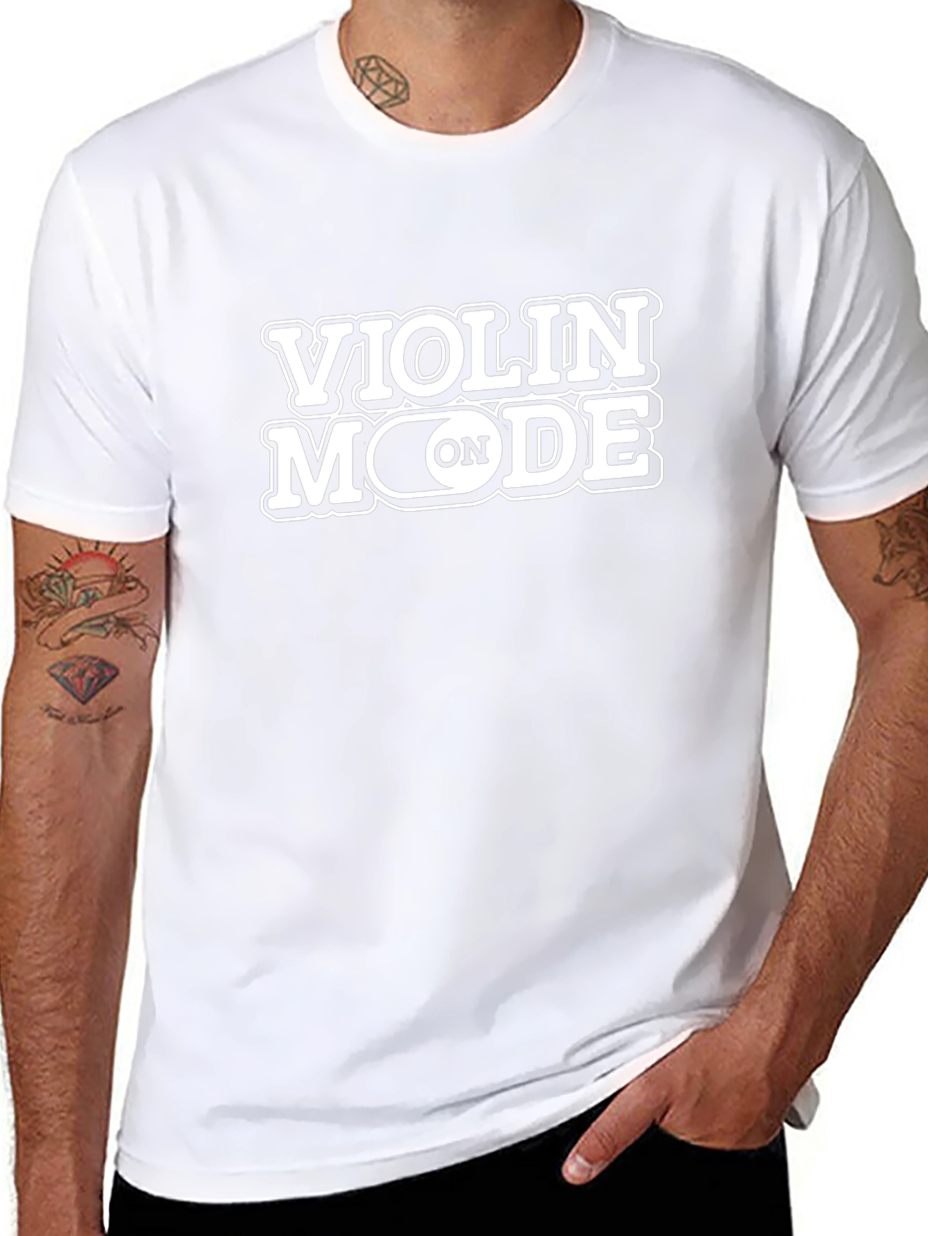 Violin Mode On Black T-Shirt