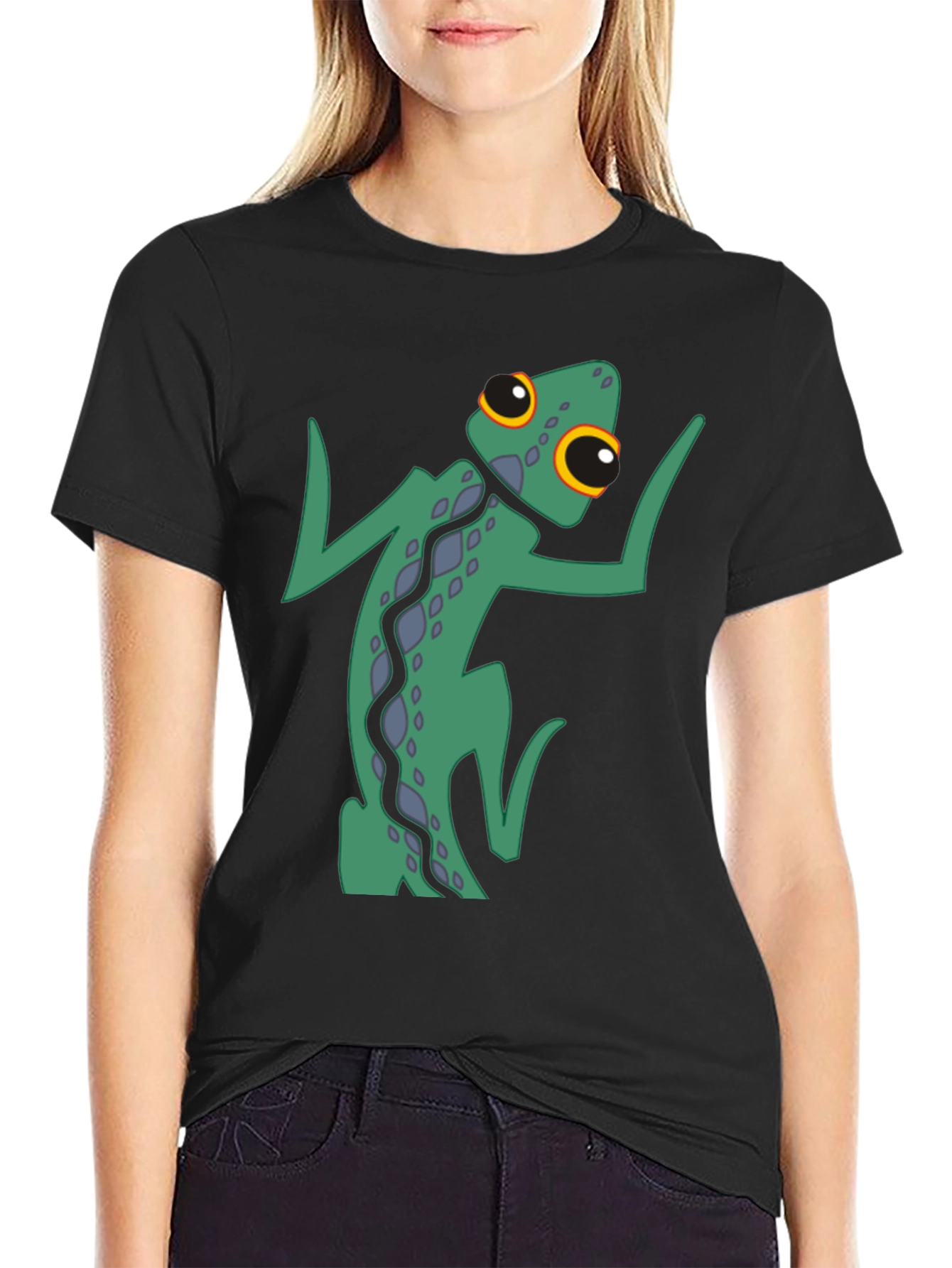 Funky Gecko Graphic Tee - Black Cotton Blend