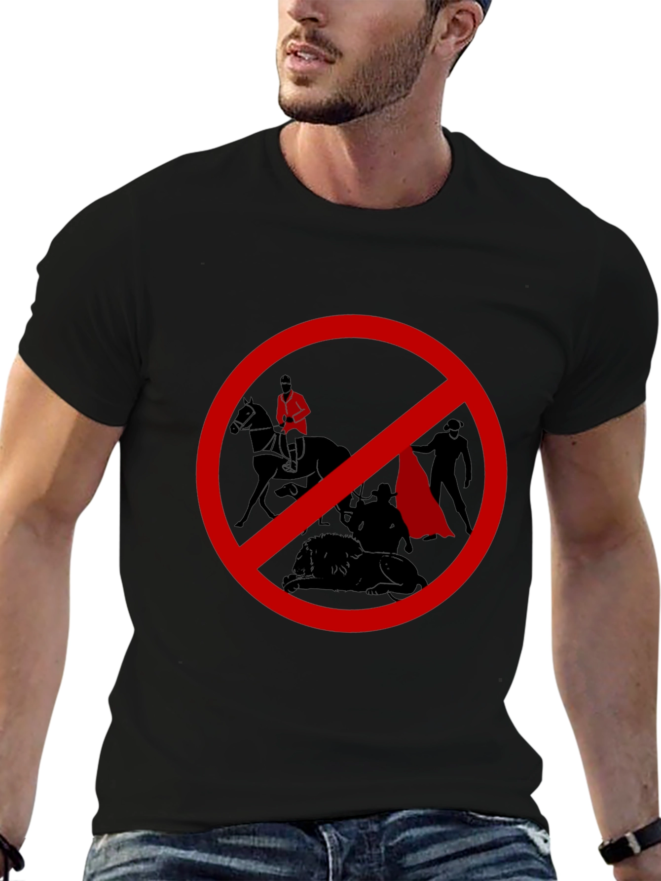 No Bullfighting Graphic T-Shirt - Black Cotton Tee
