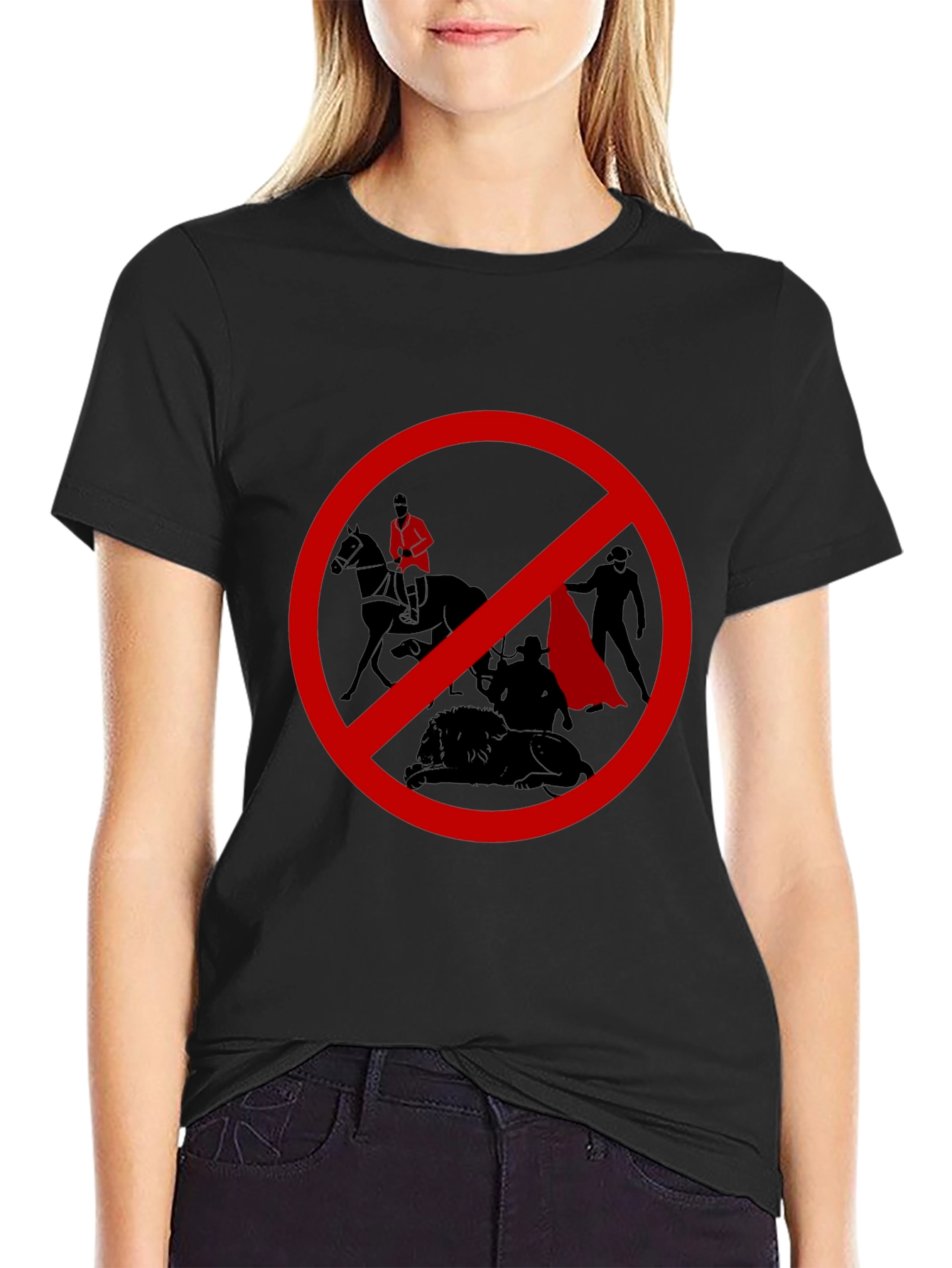 No Bullfighting Graphic T-Shirt - Black Cotton Tee