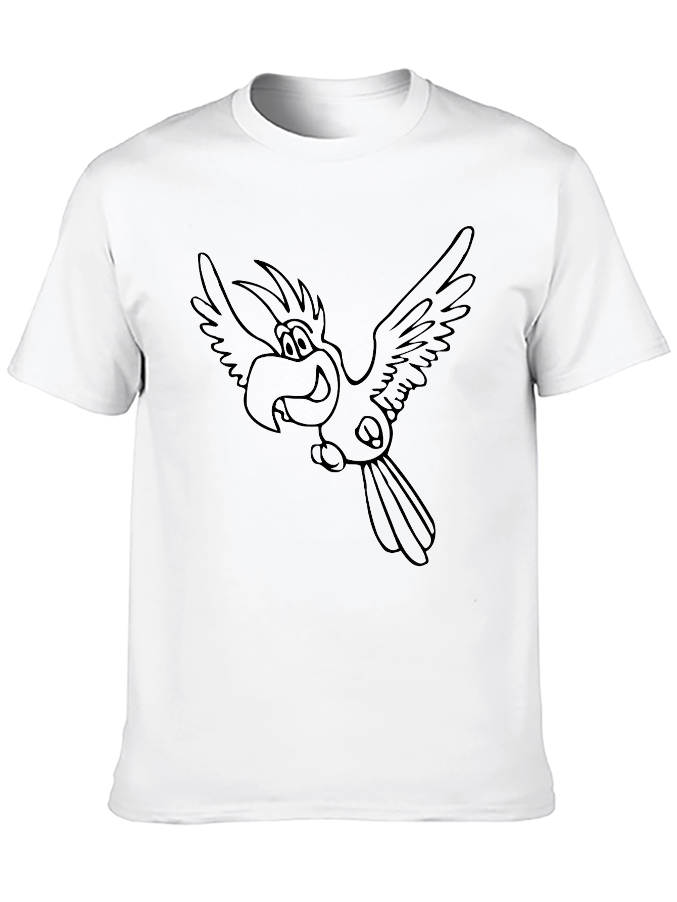 Cartoon Parrot T-Shirt - Black Casual Tee