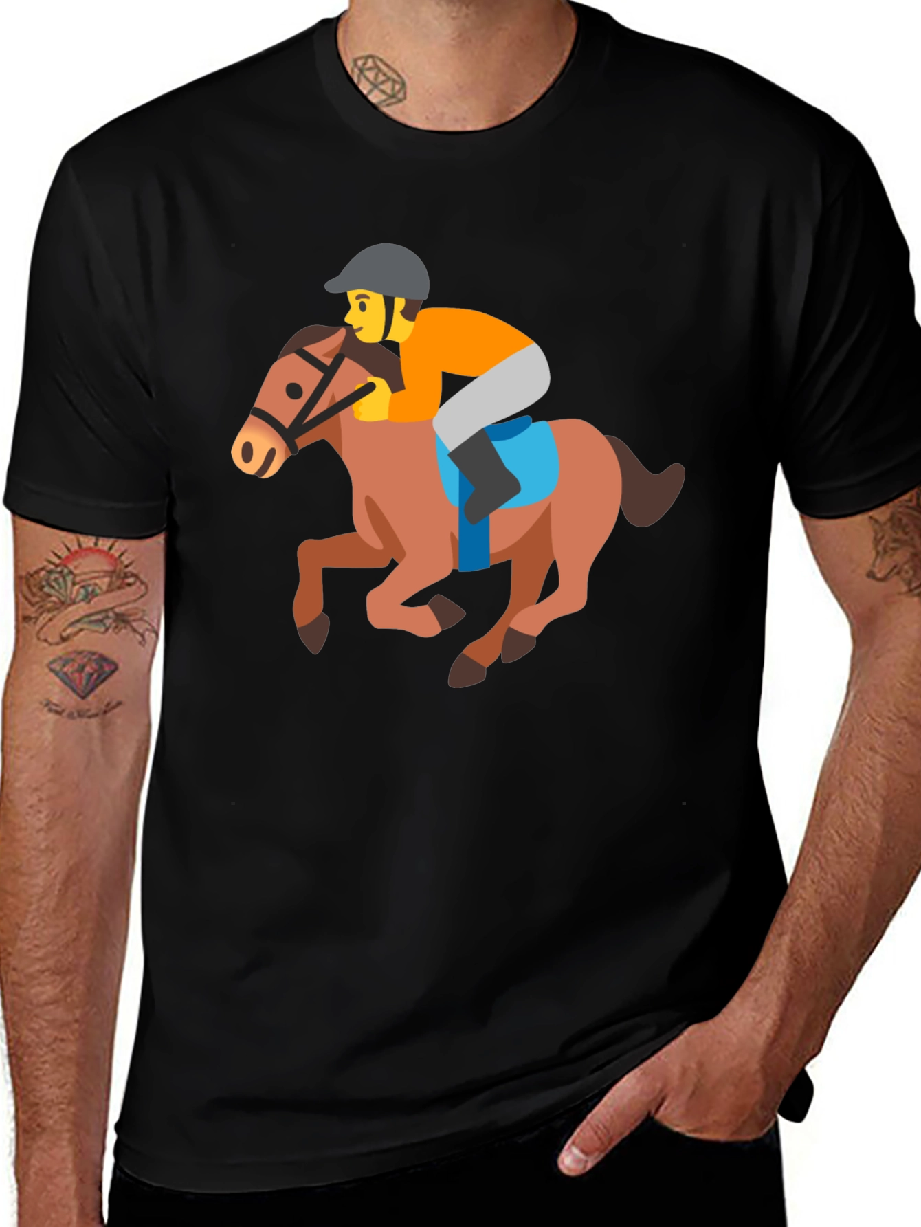 Horse Racing Emoji Tee - Fun Novelty T-Shirt