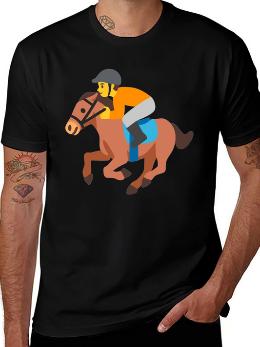Horse Racing Emoji Tee - Fun Novelty T-Shirt