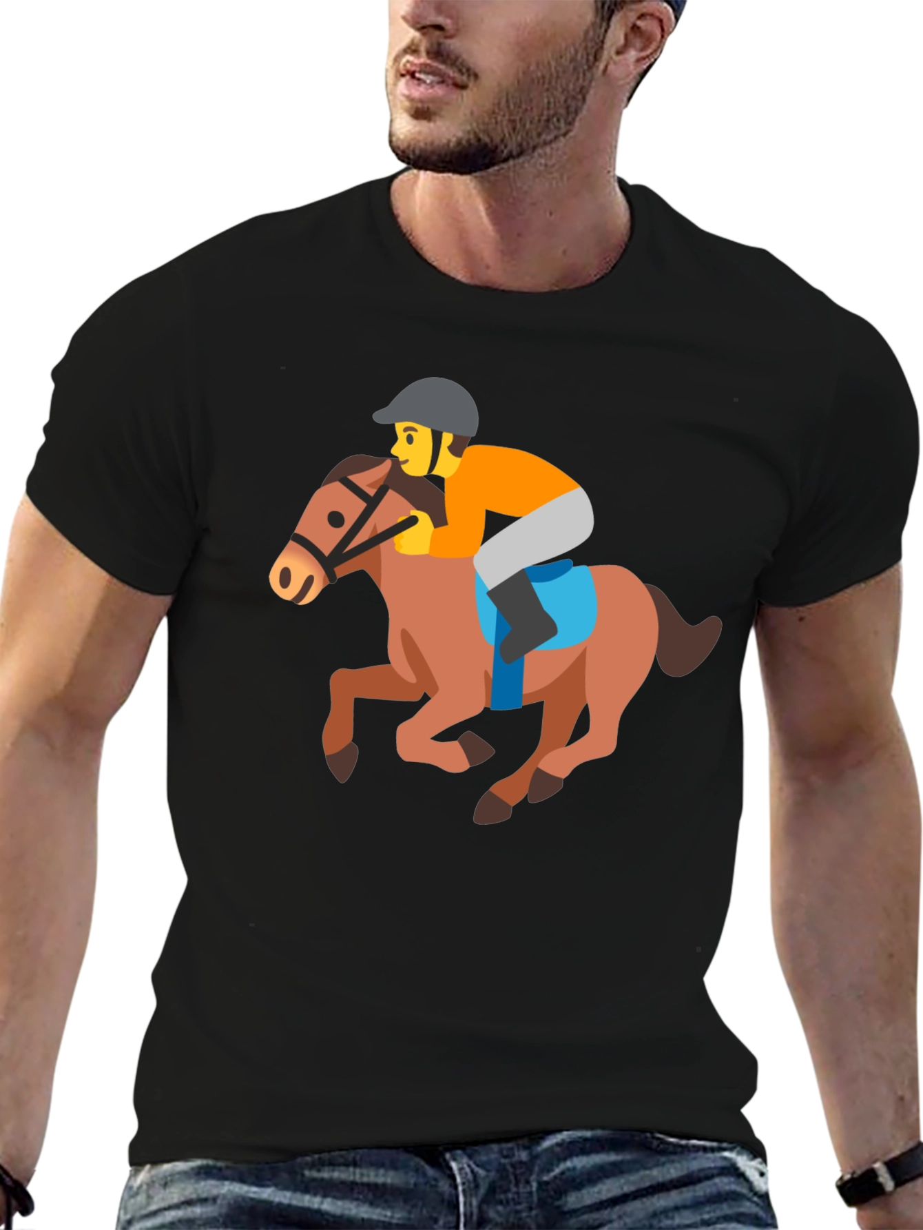 Horse Racing Emoji Tee - Fun Novelty T-Shirt
