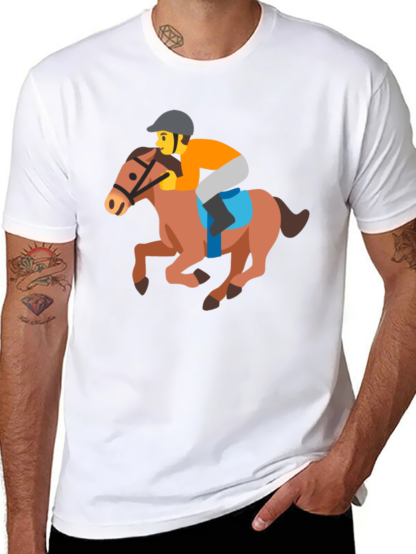 Horse Racing Emoji Tee - Fun Novelty T-Shirt