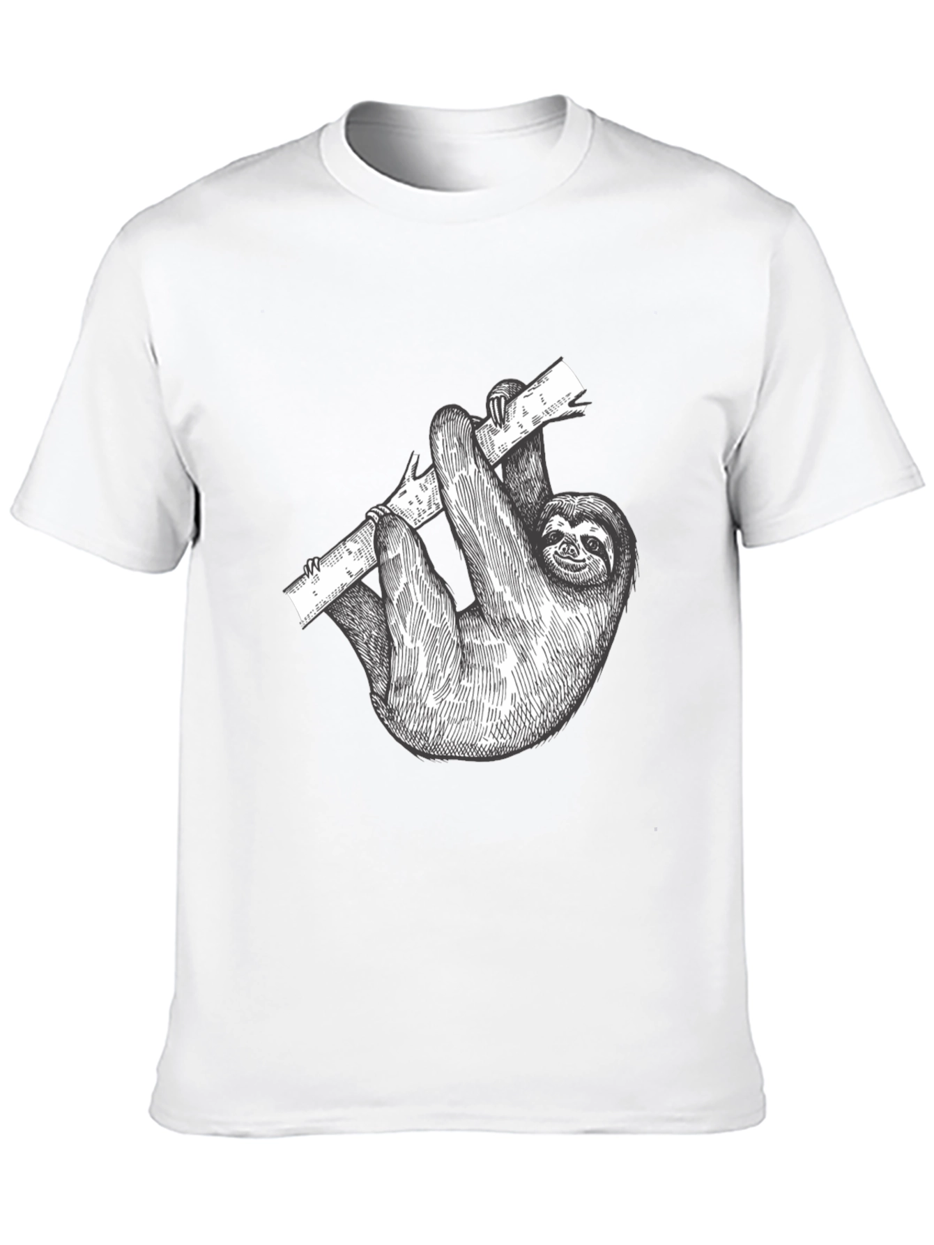 Sloth on Branch Black Graphic T-Shirt