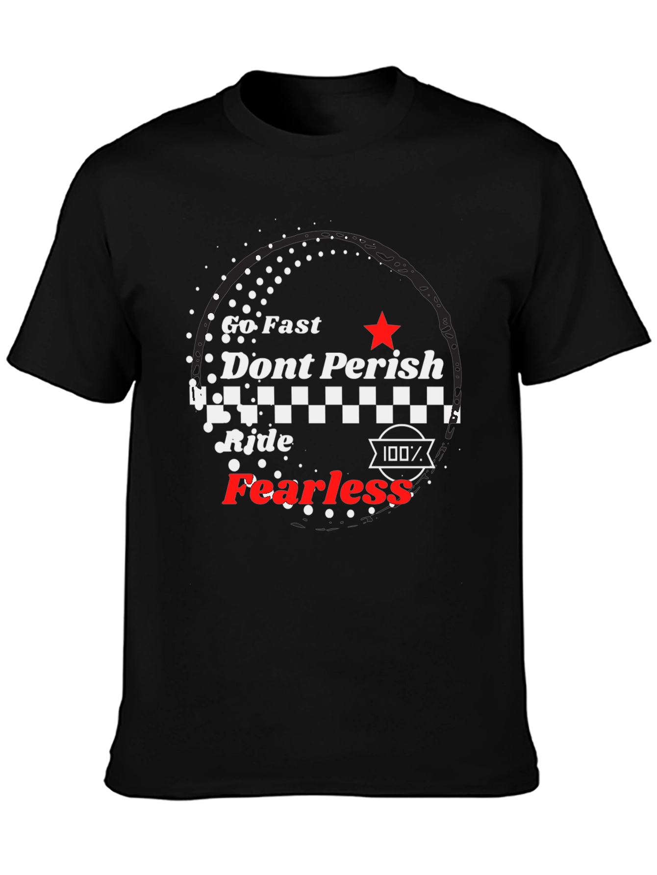 Go Fast Fearless Ride Black Graphic Tee
