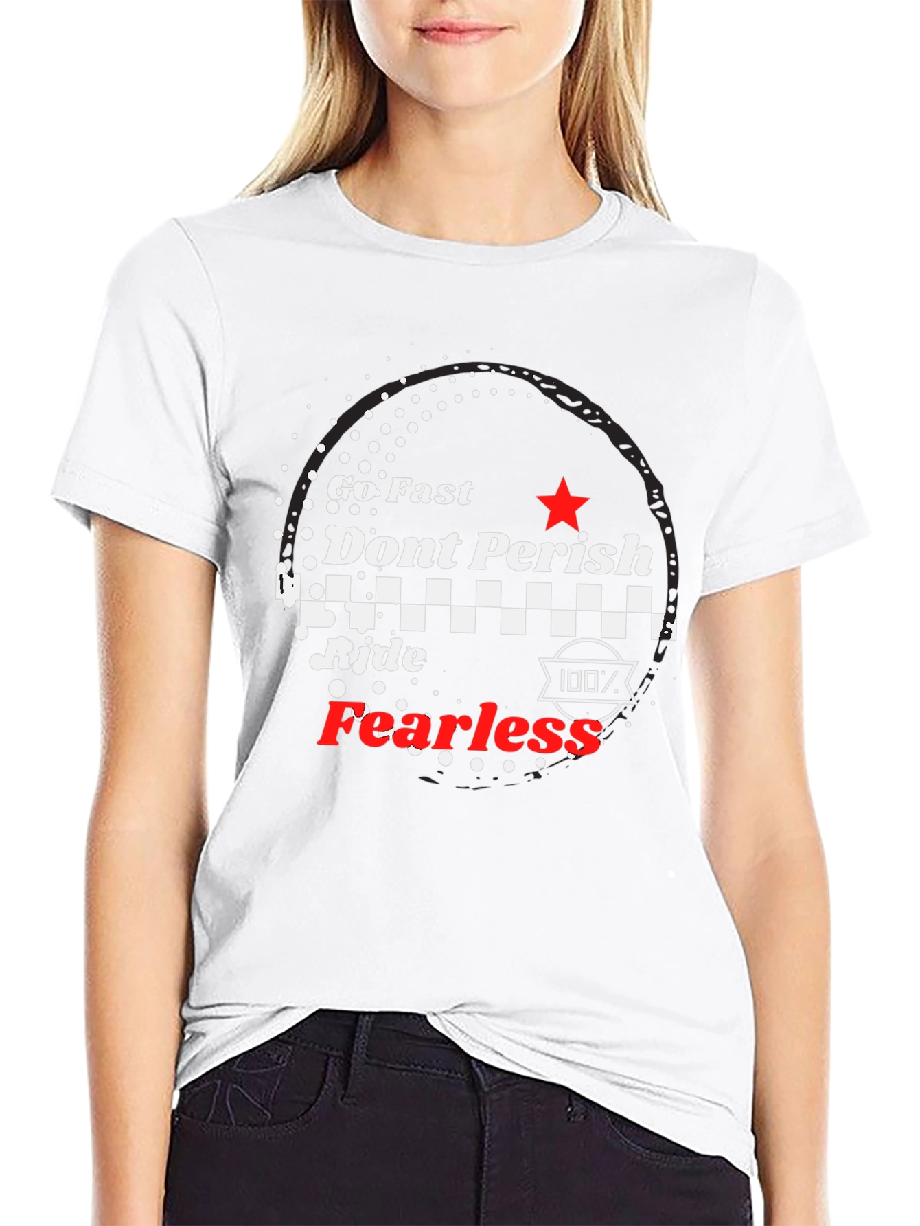 Go Fast Fearless Ride Black Graphic Tee