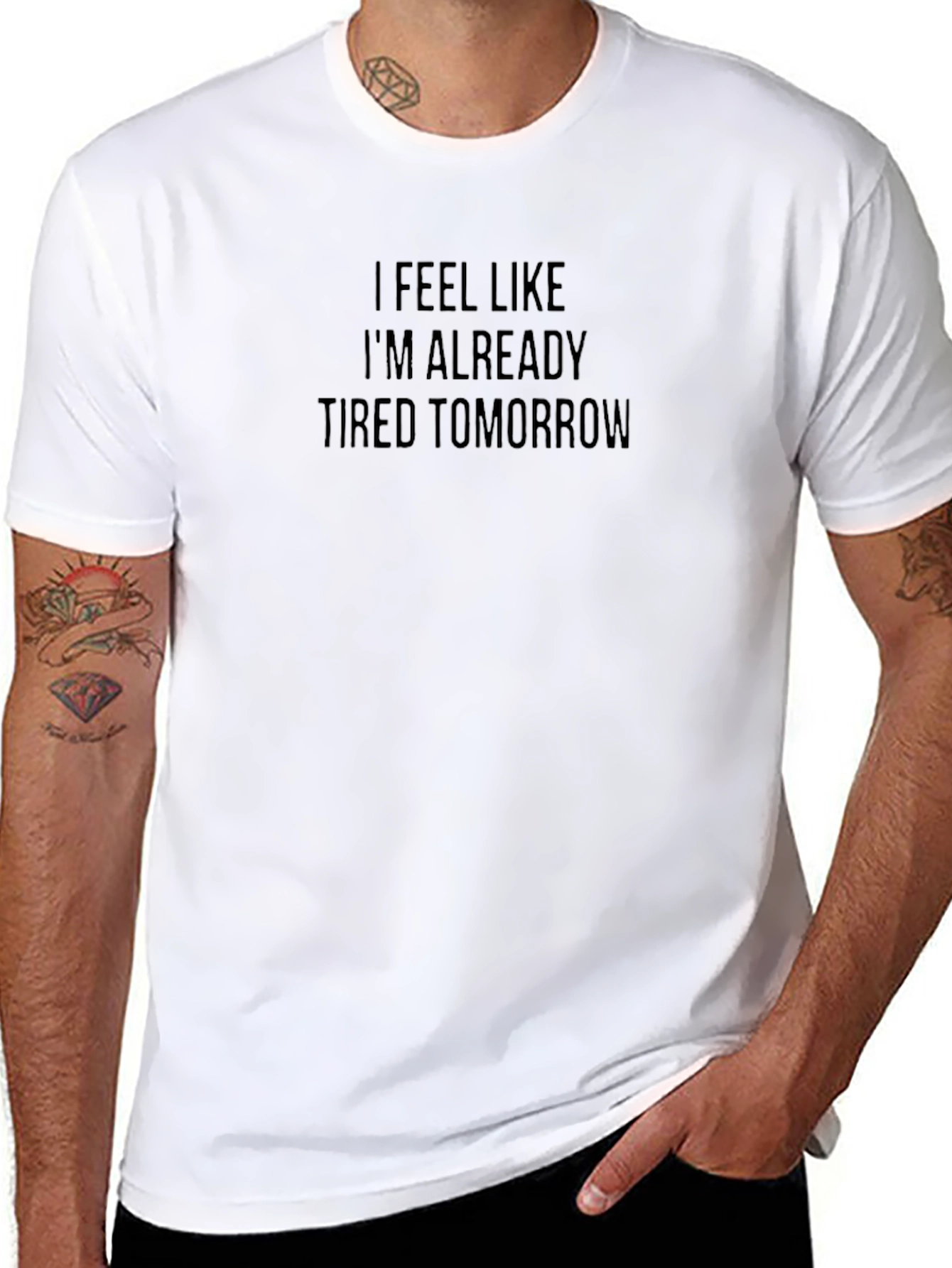 Funny Tired Tomorrow Graphic Tee - Black