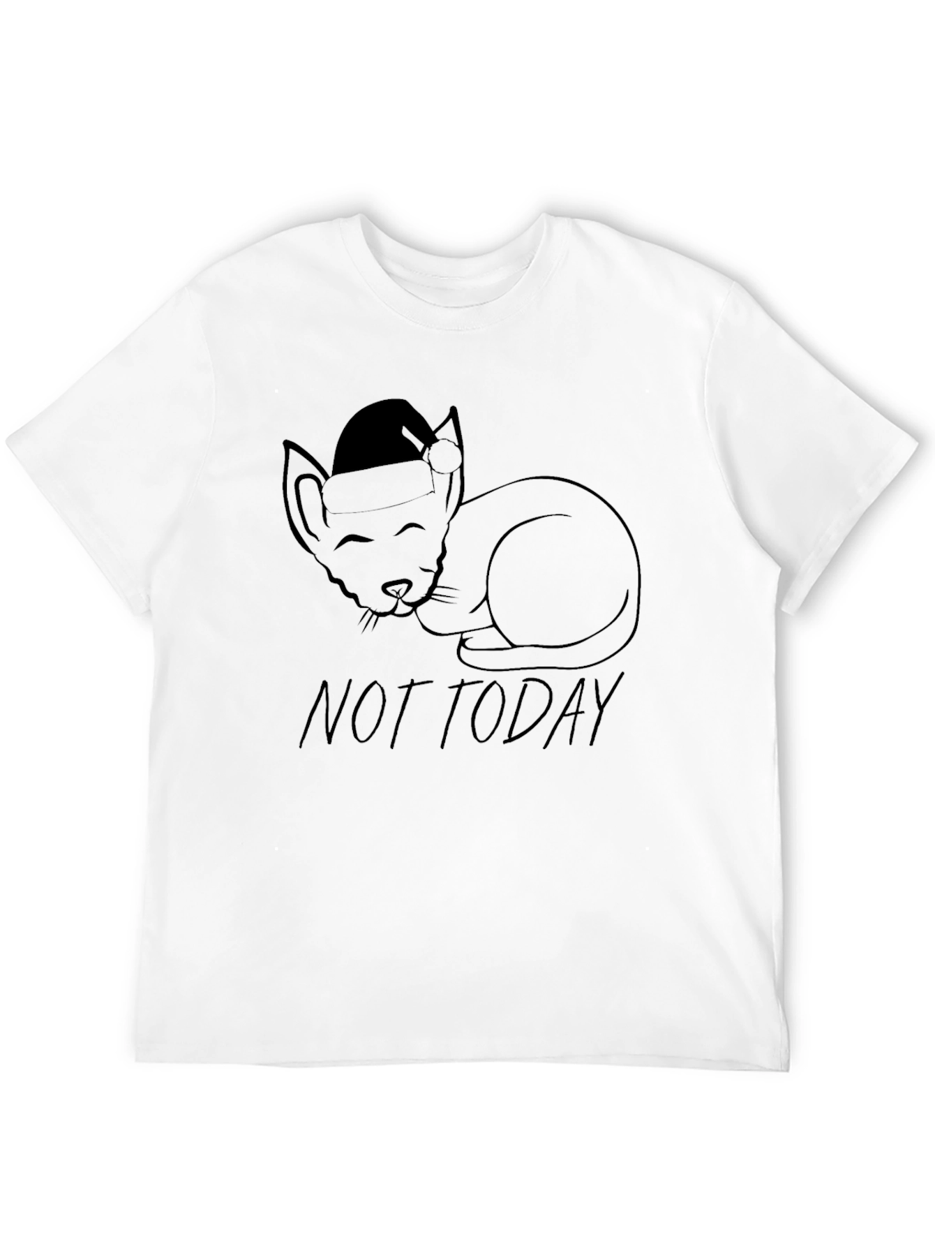 Not Today Cat Santa Hat T-Shirt