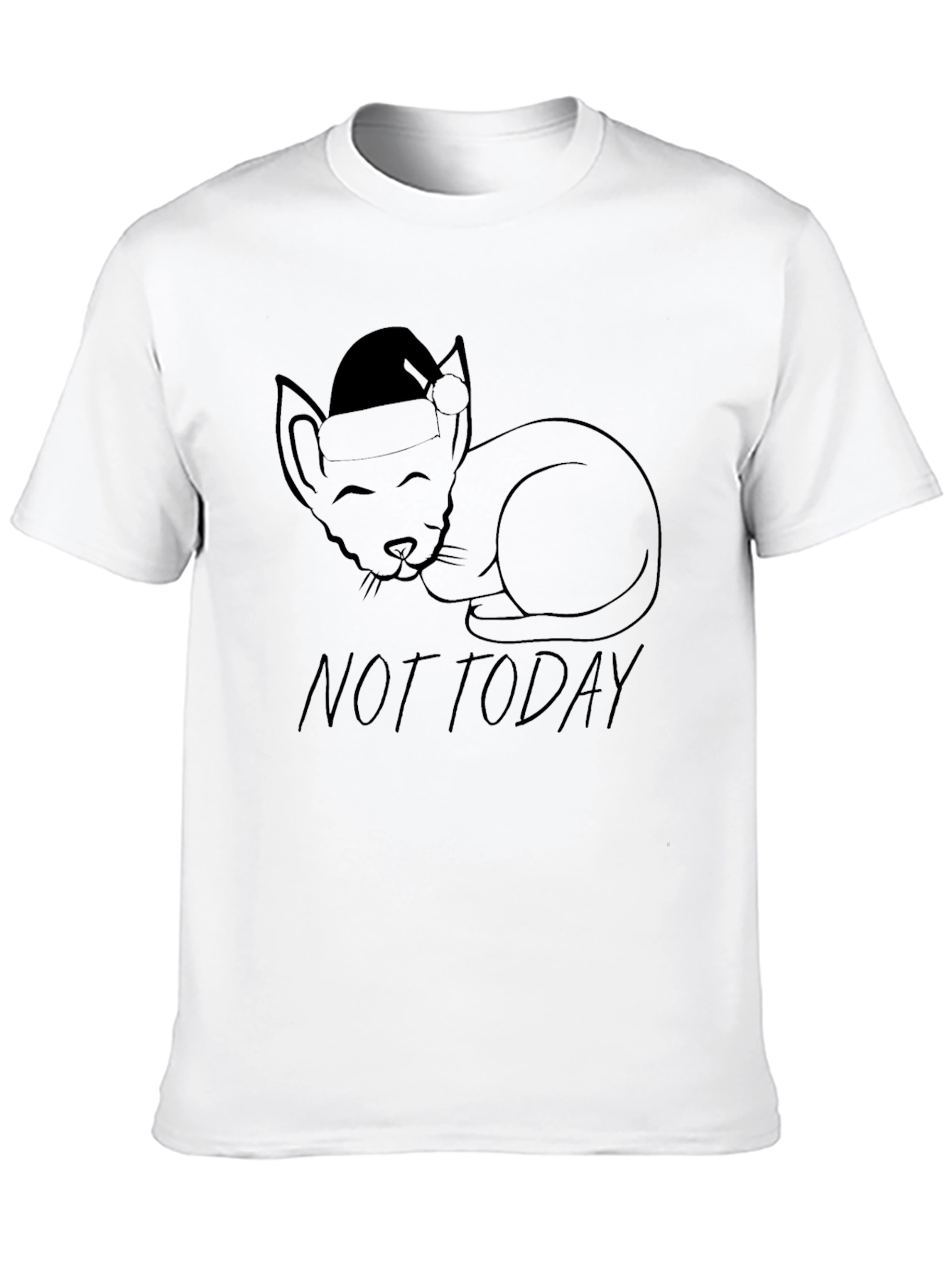 Not Today Cat Santa Hat T-Shirt