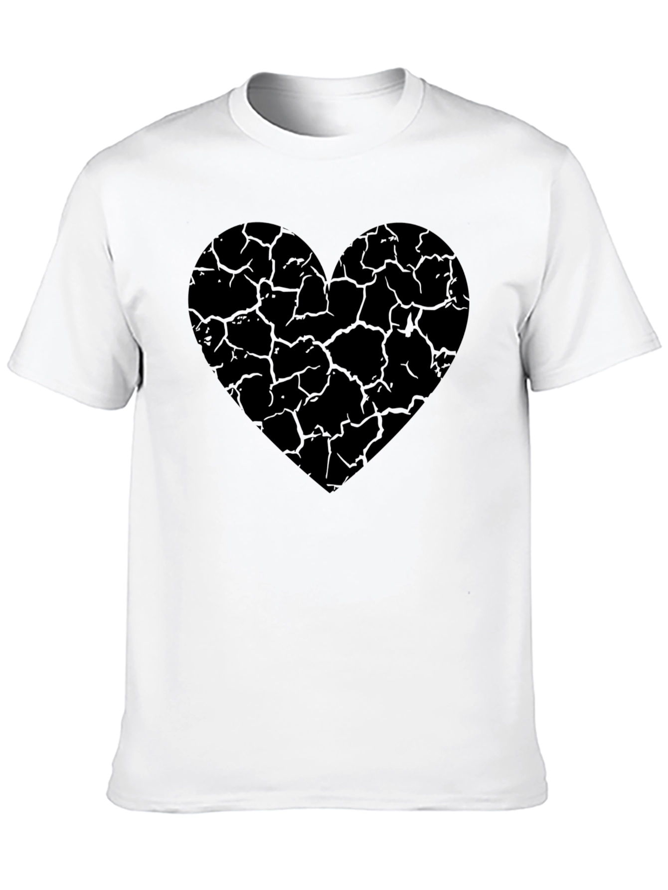 Cracked Heart Graphic Tee - Stylish Black Cotton T-Shirt