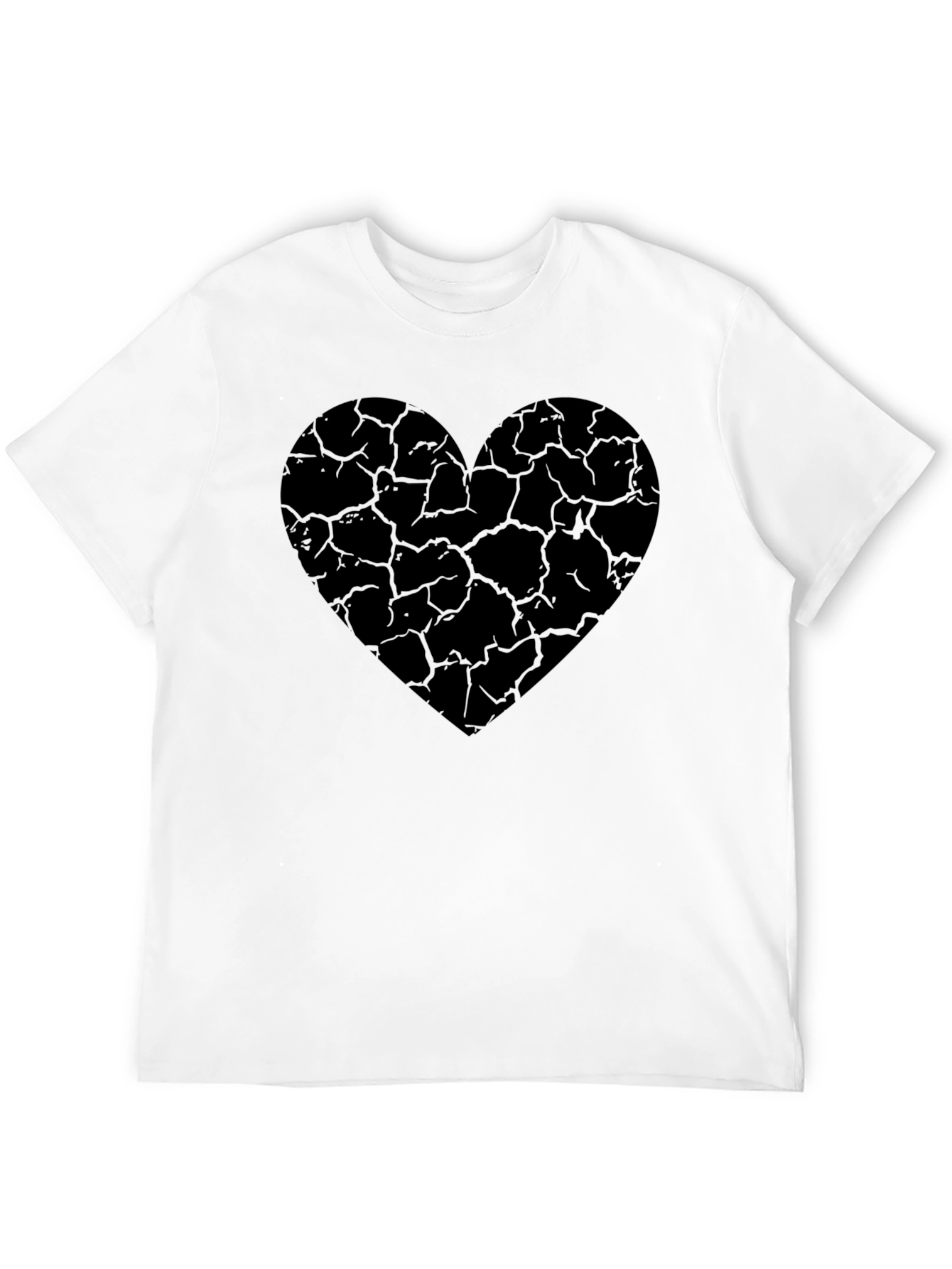 Cracked Heart Graphic Tee - Stylish Black Cotton T-Shirt