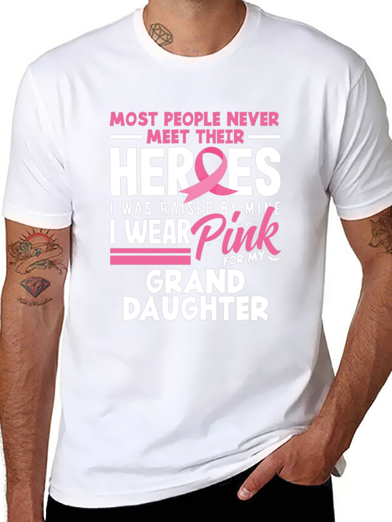 Heroes Granddaughter Pink Ribbon T-Shirt