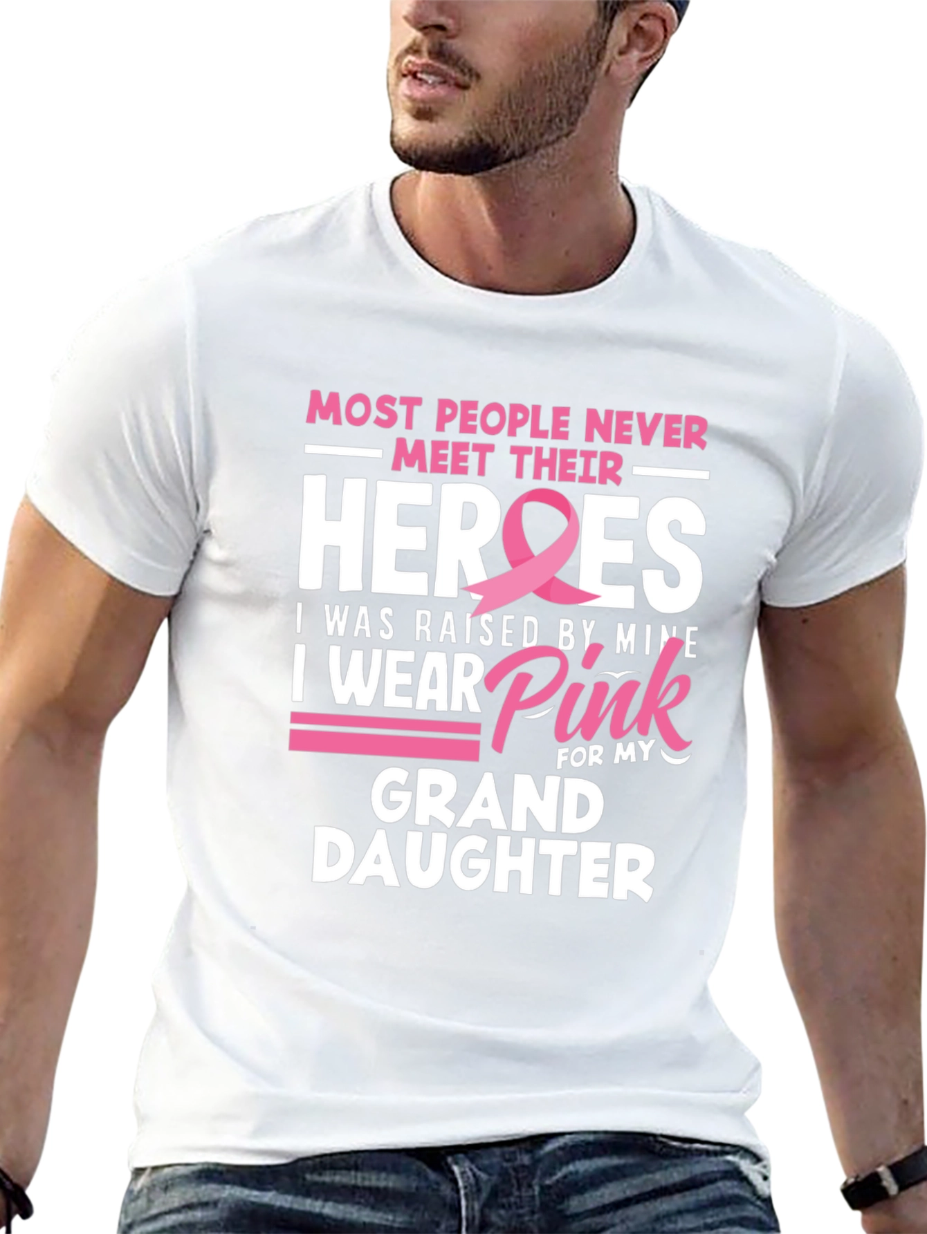 Heroes Granddaughter Pink Ribbon T-Shirt