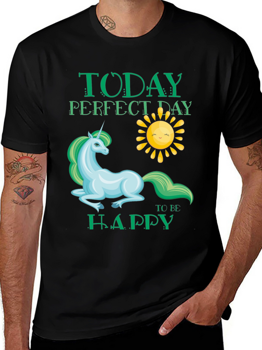 Unicorn Graphic Tee: Perfect Day for Happiness T-Shirt