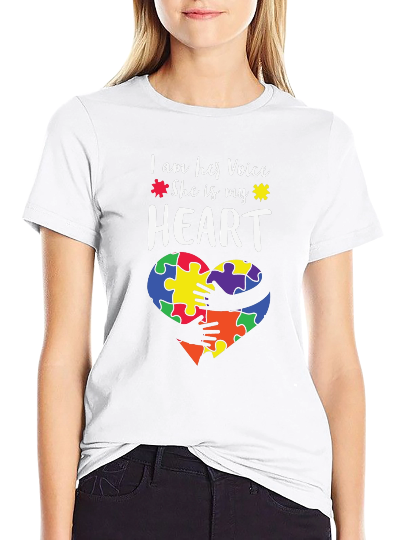 Autism Awareness Heart T-Shirt: I am Her Voice