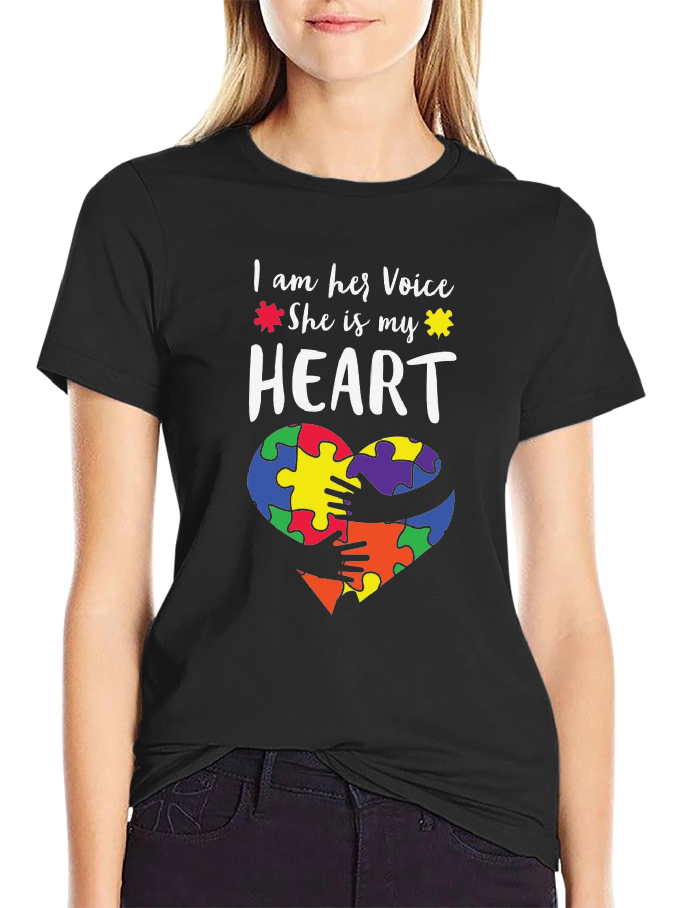 Autism Awareness Heart T-Shirt: I am Her Voice