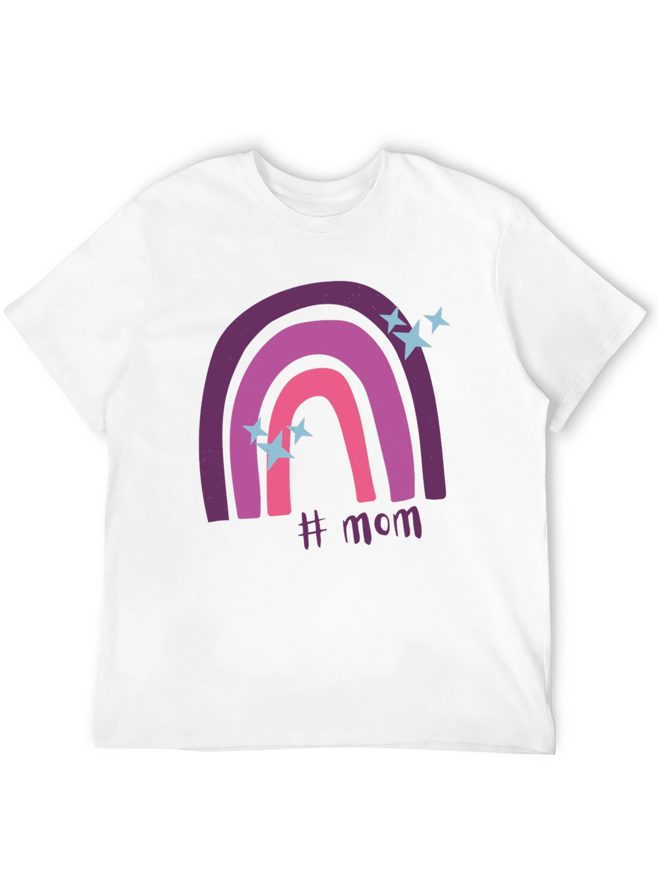 Trendy #Mom Rainbow Graphic Tee - Black Cotton T-Shirt
