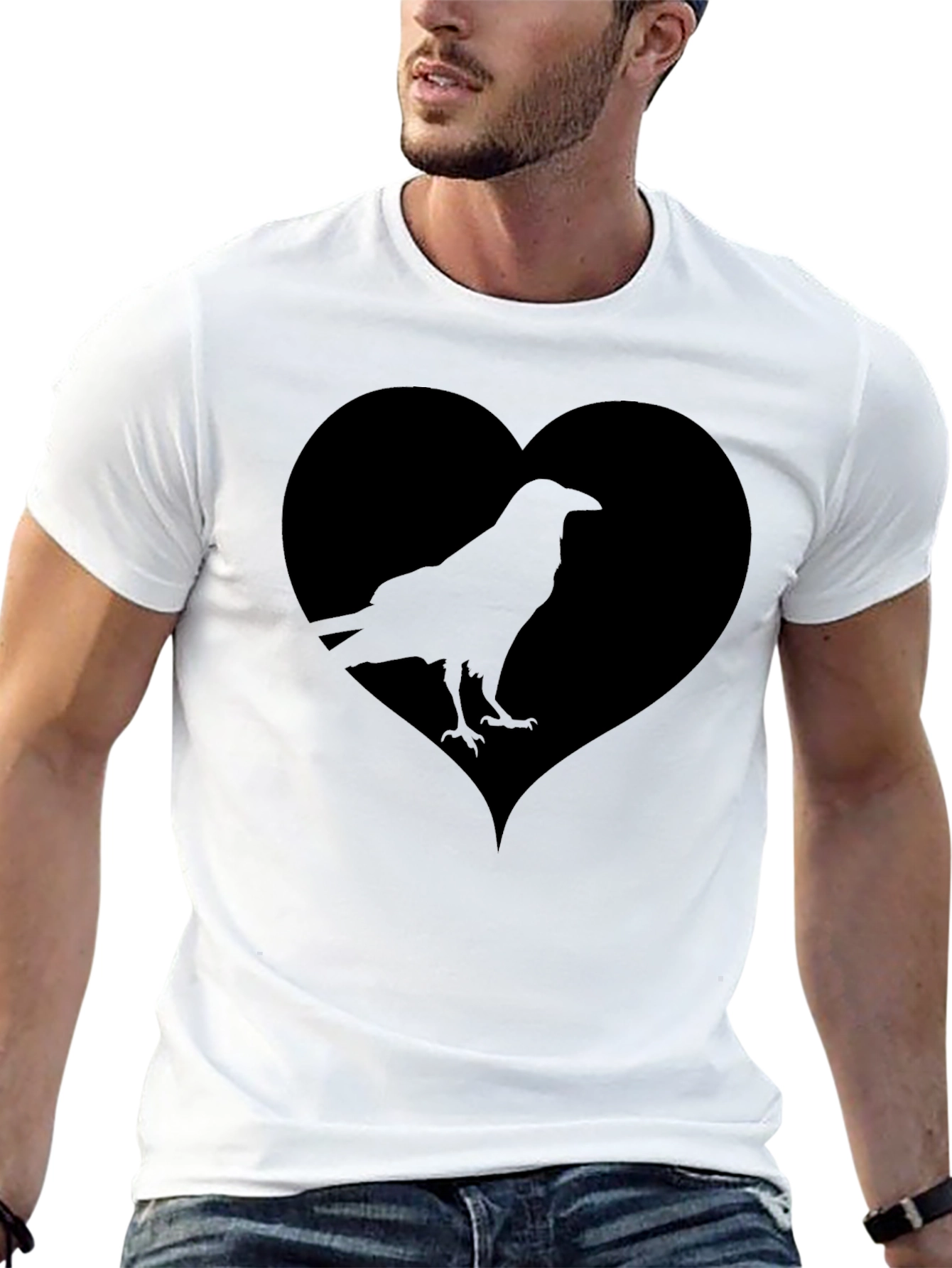 Raven Heart Graphic Tee - Black Cotton