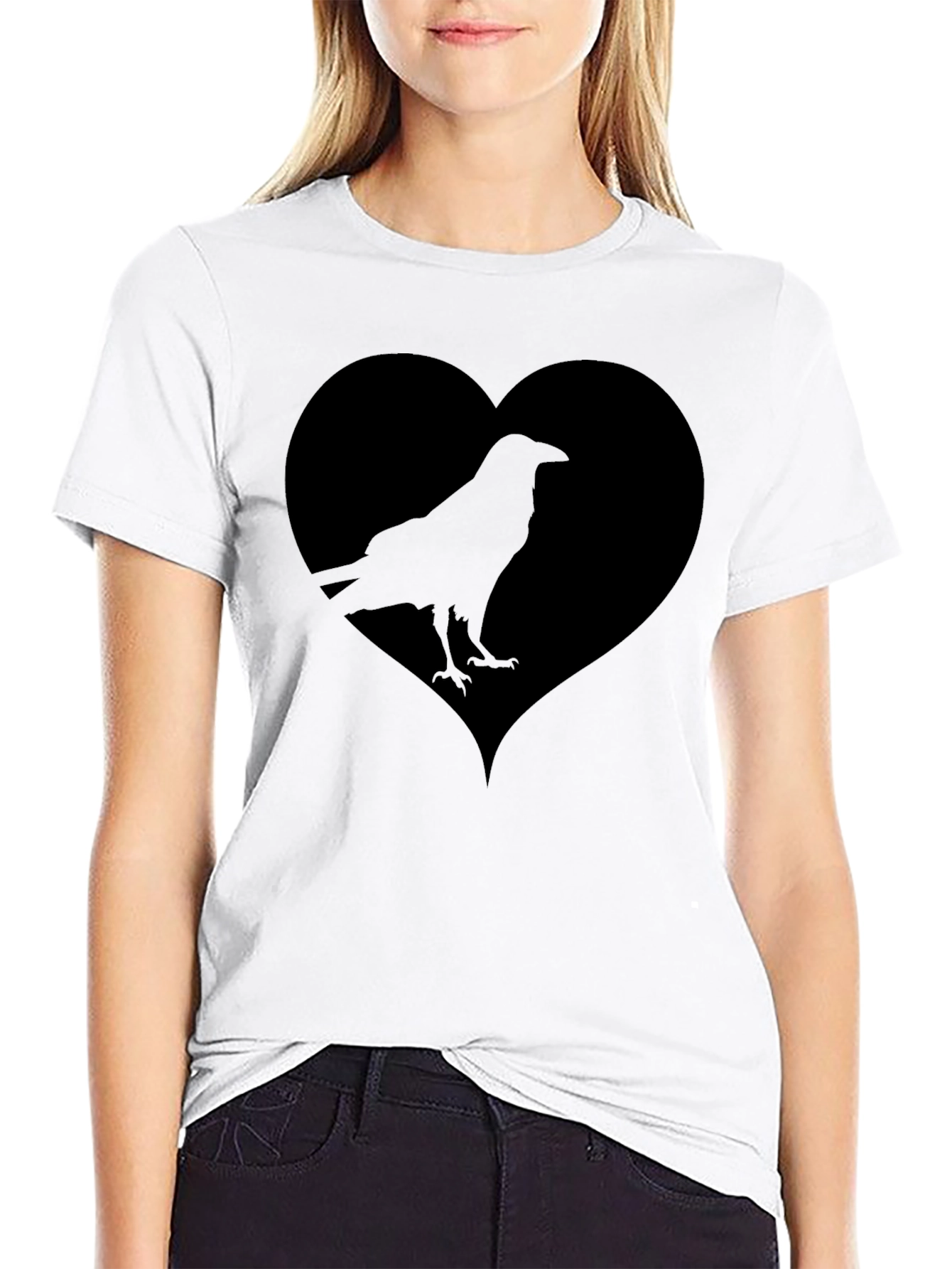 Raven Heart Graphic Tee - Black Cotton