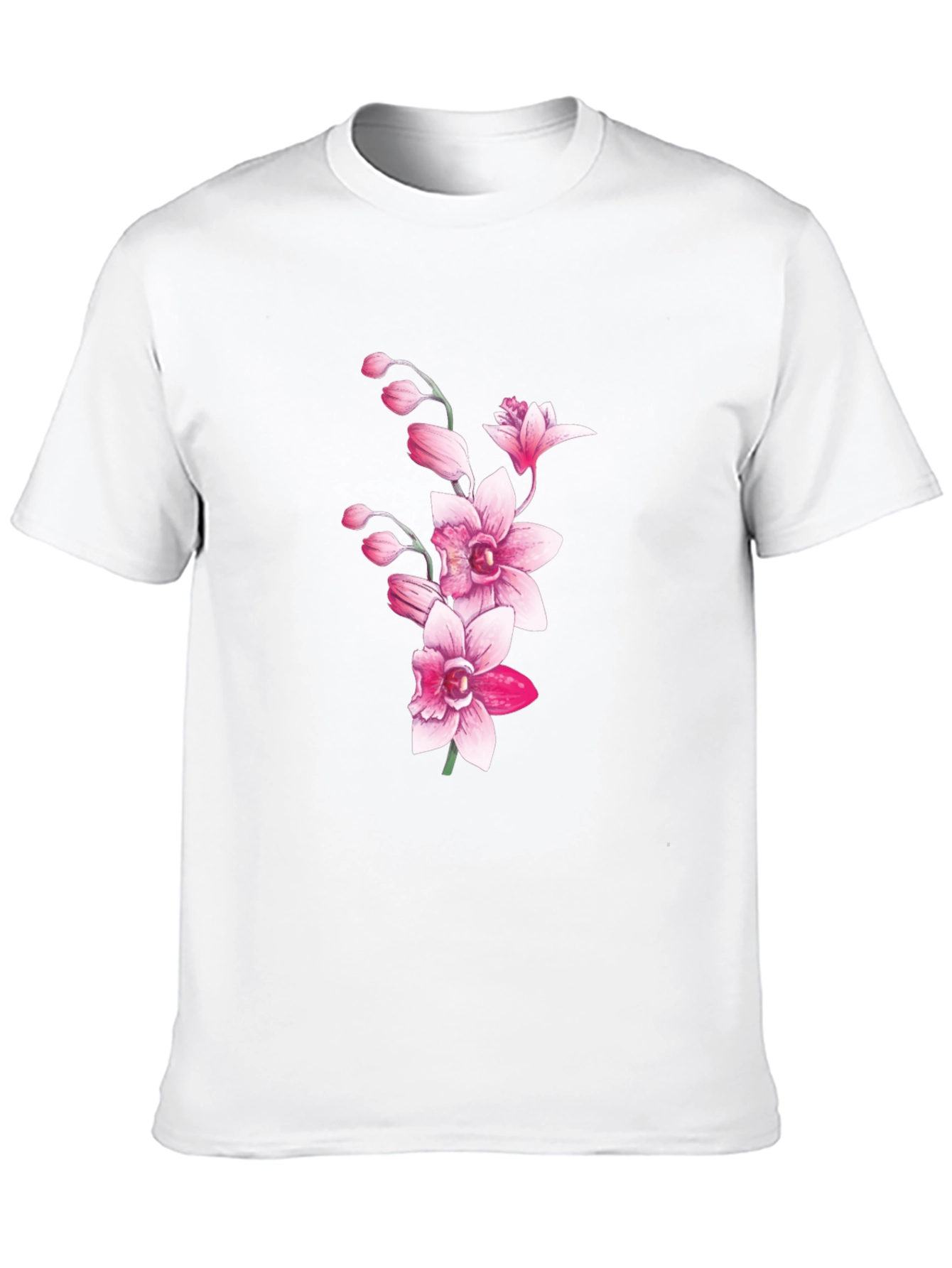 Black Floral Orchid Graphic T-Shirt