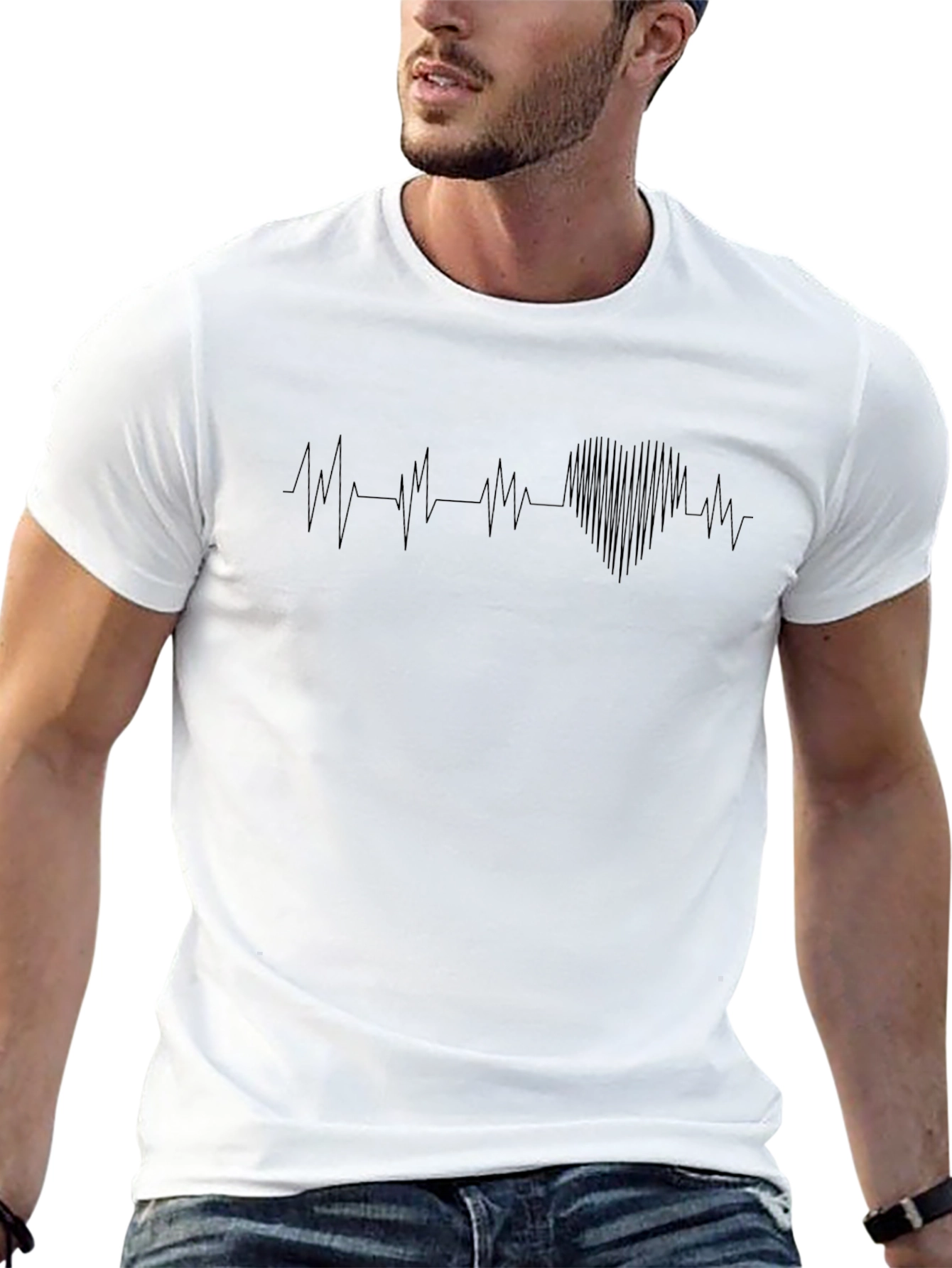 Heartbeat Graphic Black T-Shirt
