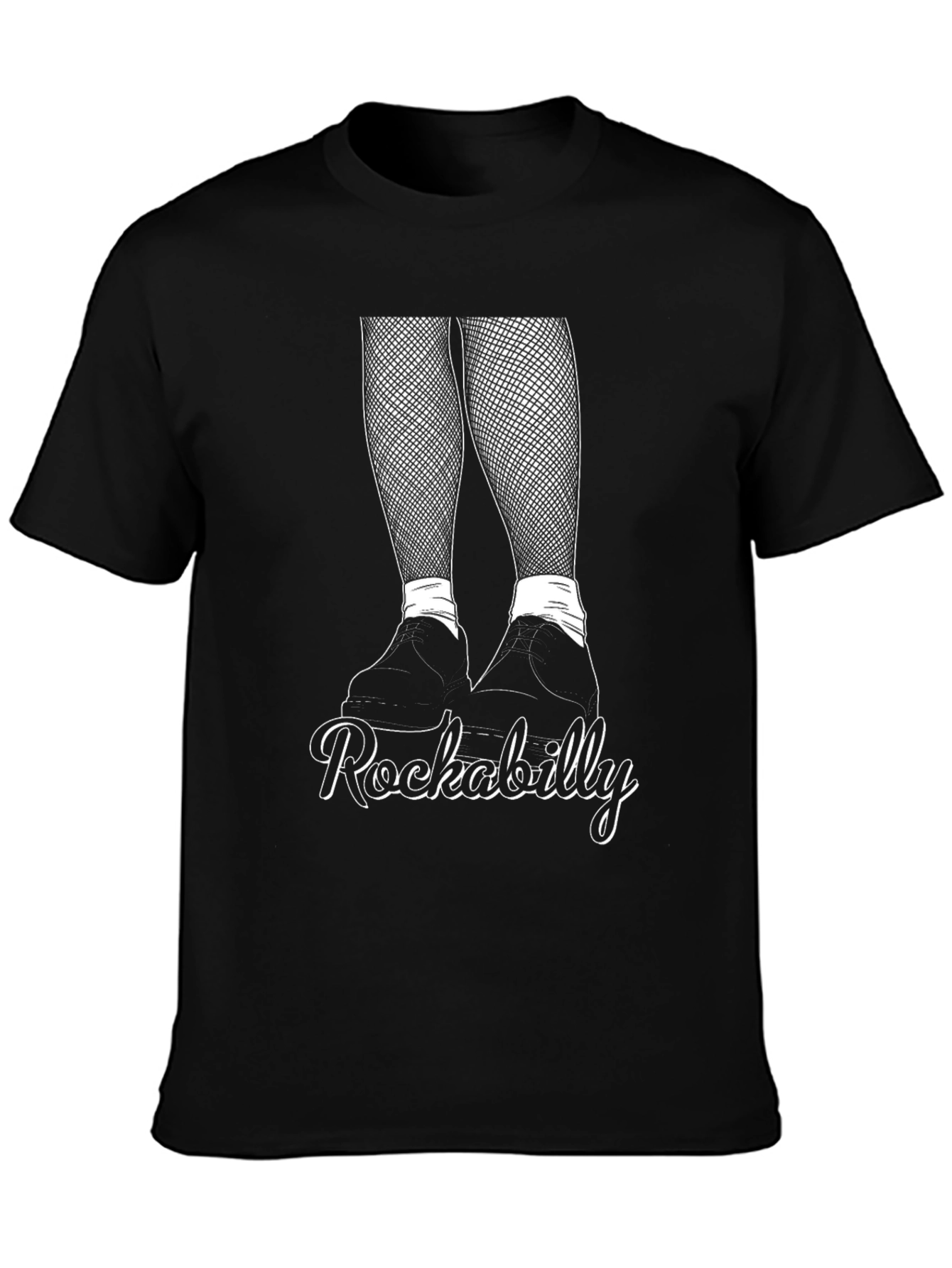 Rockabilly T-Shirt with Fishnet Legs Graphic