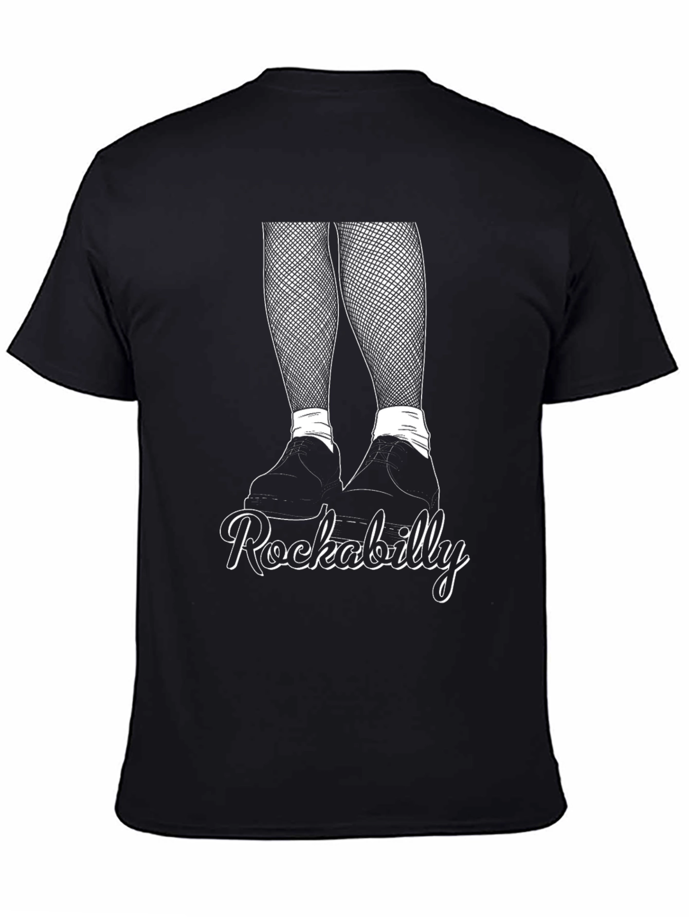 Rockabilly T-Shirt with Fishnet Legs Graphic